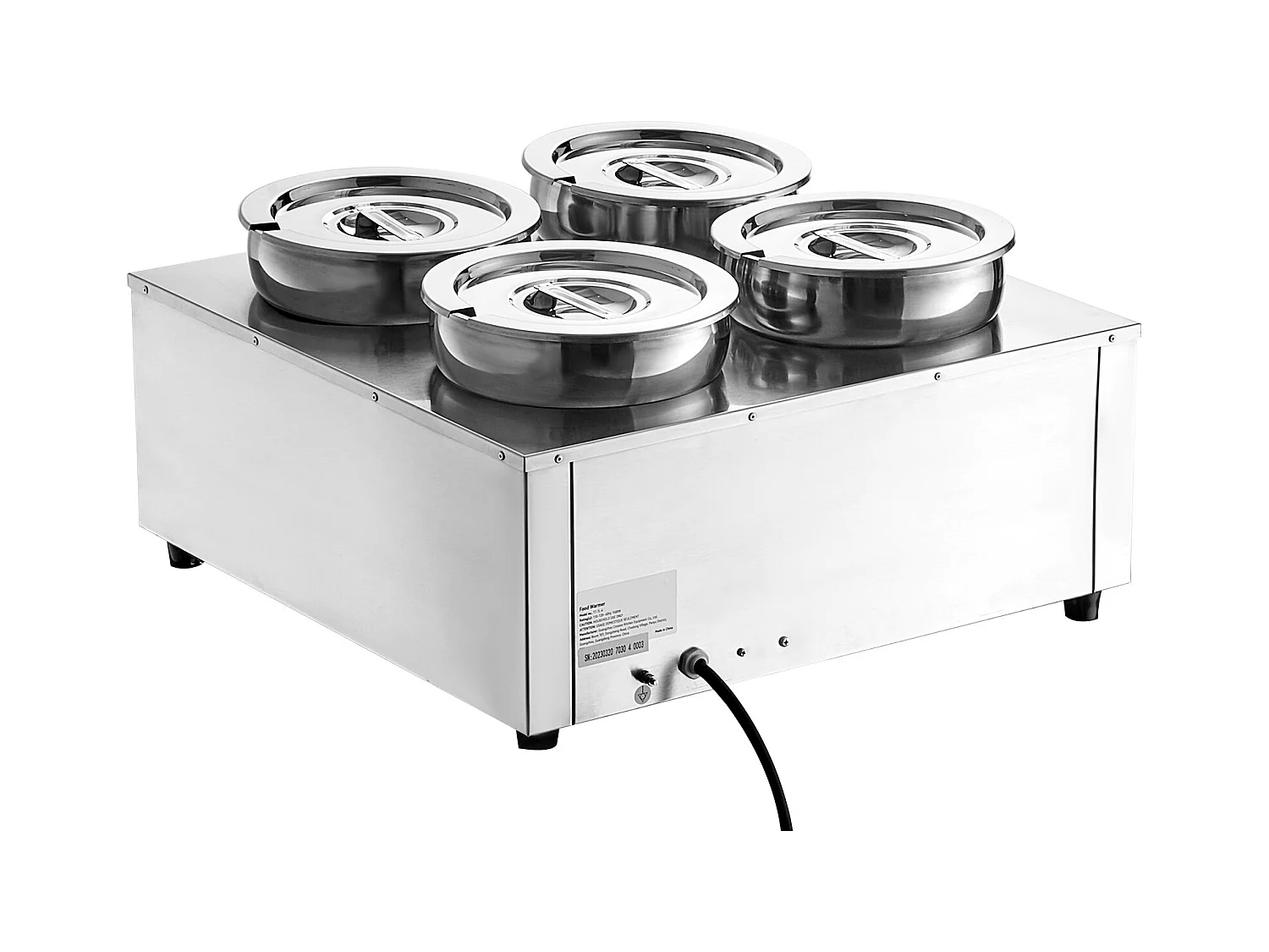 Chauffe-Soupe Commercial SucceBuy avec 4 Pots de 7L, Température Réglable de 86 à 185 °F, Anti-Brûlure à Sec, pour Buffet de Restaurant