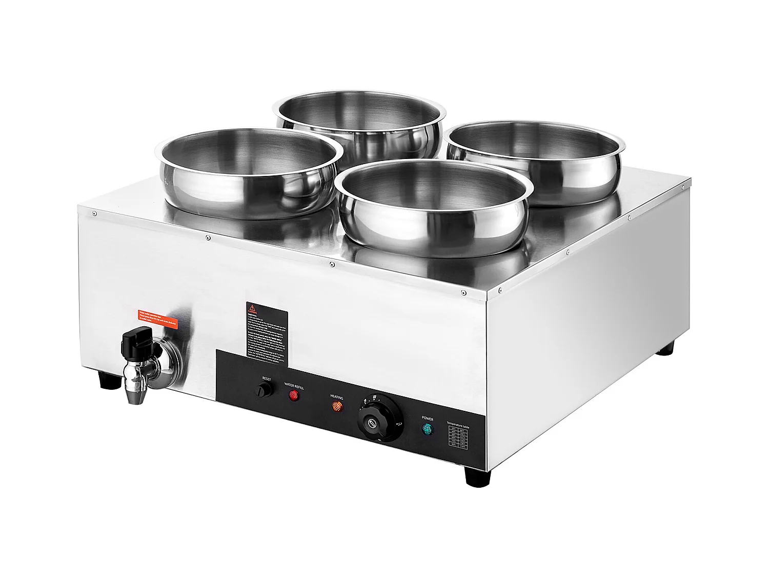 Chauffe-Soupe Commercial SucceBuy avec 4 Pots de 7L, Température Réglable de 86 à 185 °F, Anti-Brûlure à Sec, pour Buffet de Restaurant