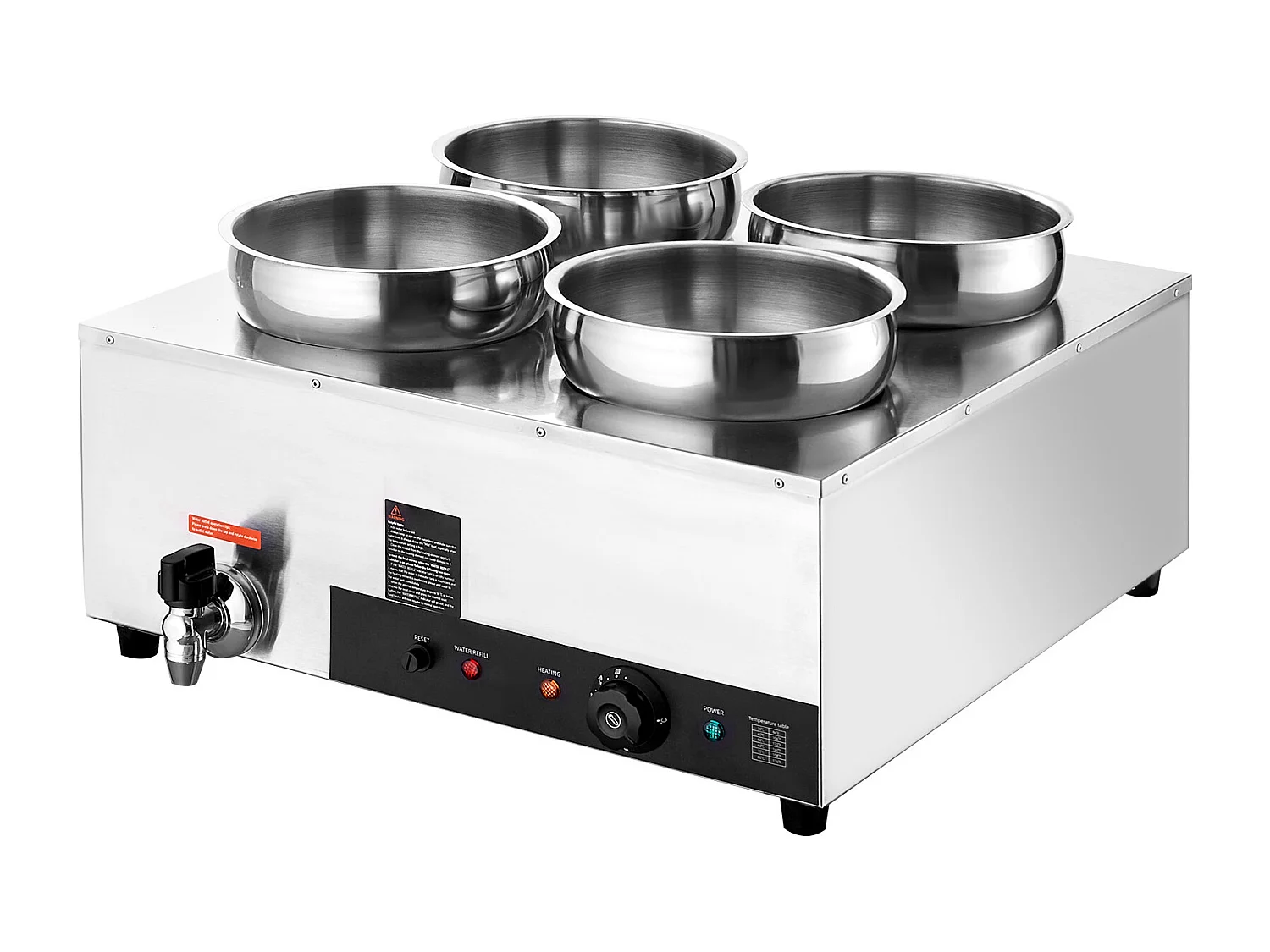 Chauffe-Soupe Commercial SucceBuy avec 4 Pots de 7L, Température Réglable de 86 à 185 °F, Anti-Brûlure à Sec, pour Buffet de Restaurant