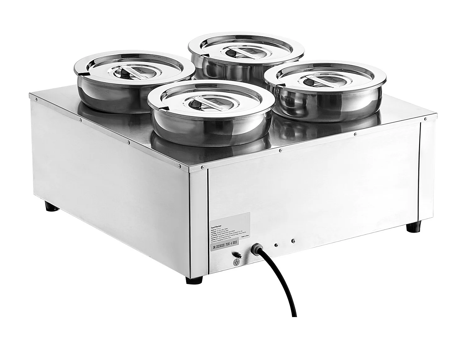 Chauffe-Soupe Commercial SucceBuy avec 4 Pots de 7L, Température Réglable de 86 à 185 °F, Anti-Brûlure à Sec, pour Buffet de Restaurant