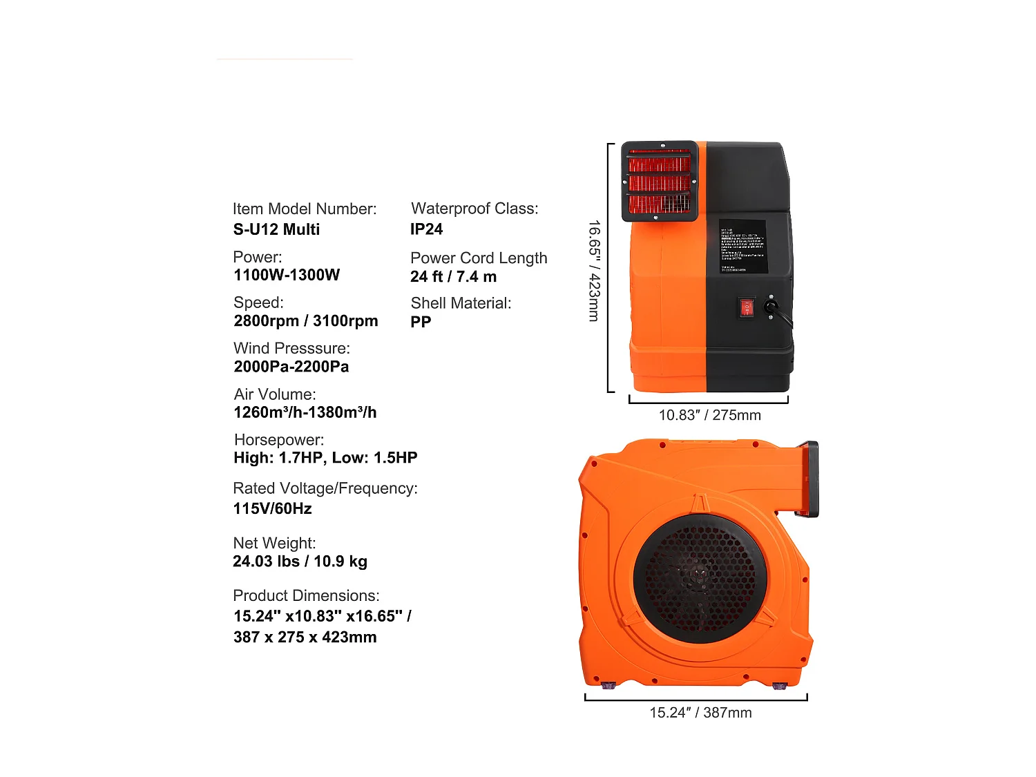 Soprador De Ar SucceBuy 1100 W Soprador Para Castelo Inflável Bomba De Ar 770 M³/H