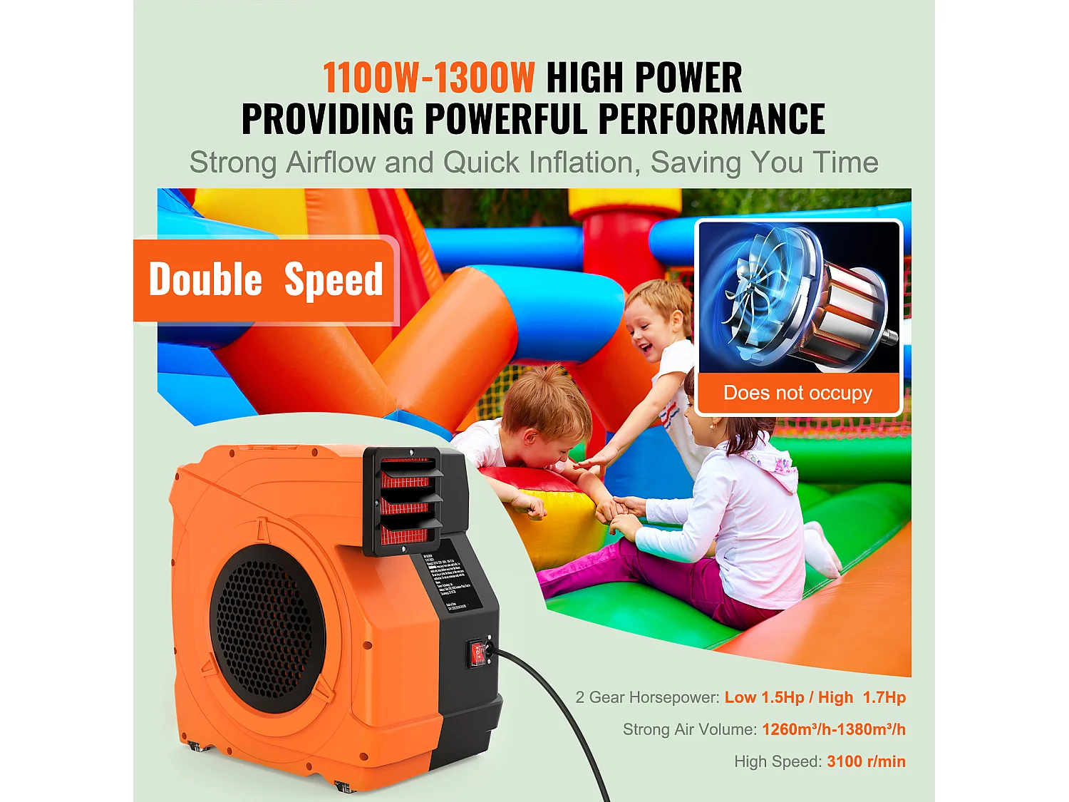 Soprador De Ar SucceBuy 1100 W Soprador Para Castelo Inflável Bomba De Ar 770 M³/H