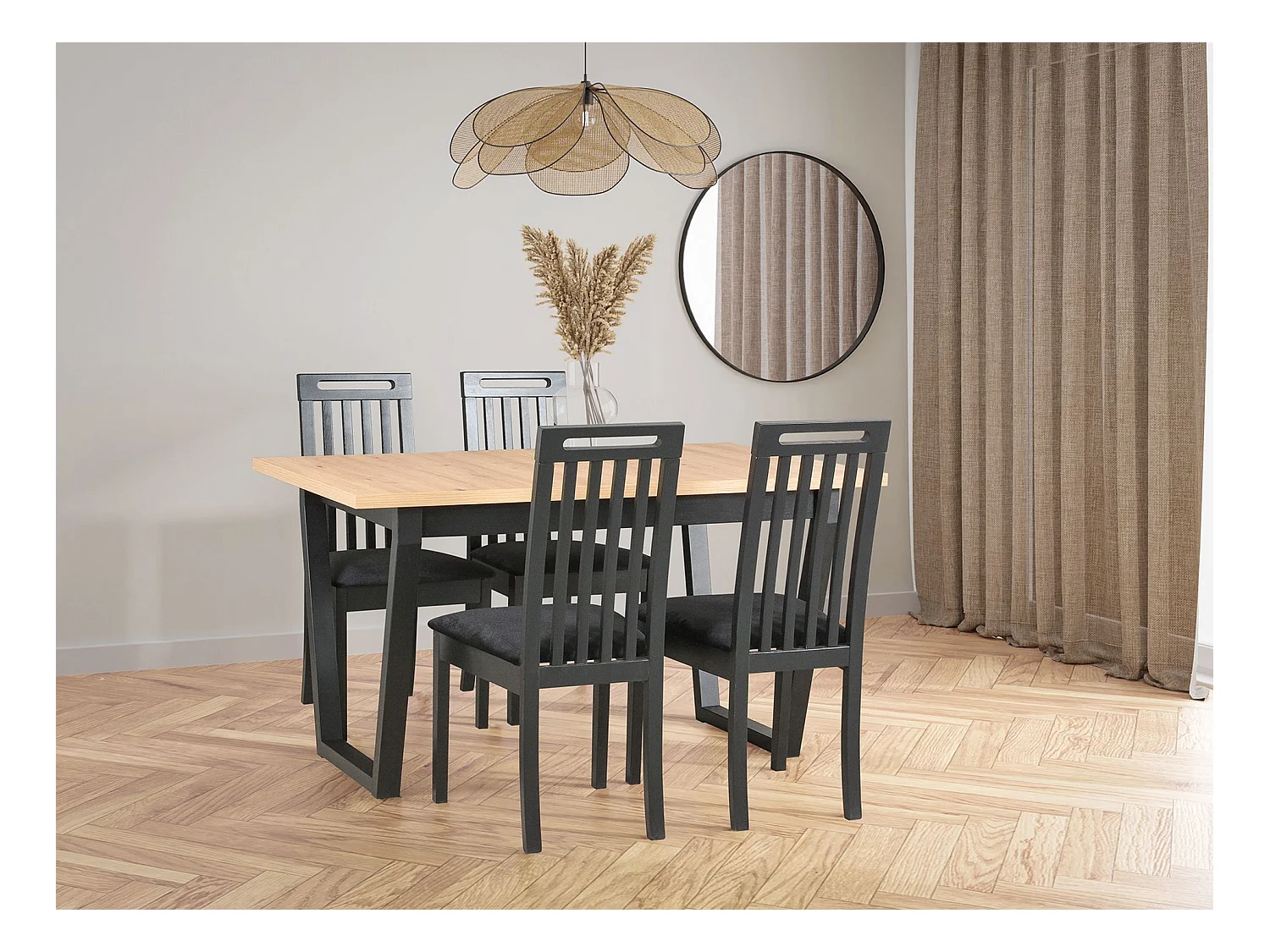 Chaise de salle à manger rembourrée - noir - SALVINS