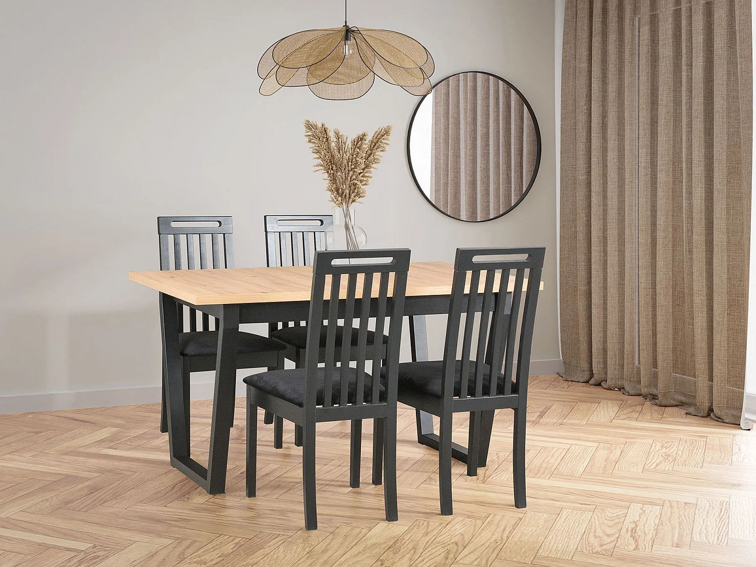 Esszimmerstuhl mit Polstersitz – Schwarz – SALVINS