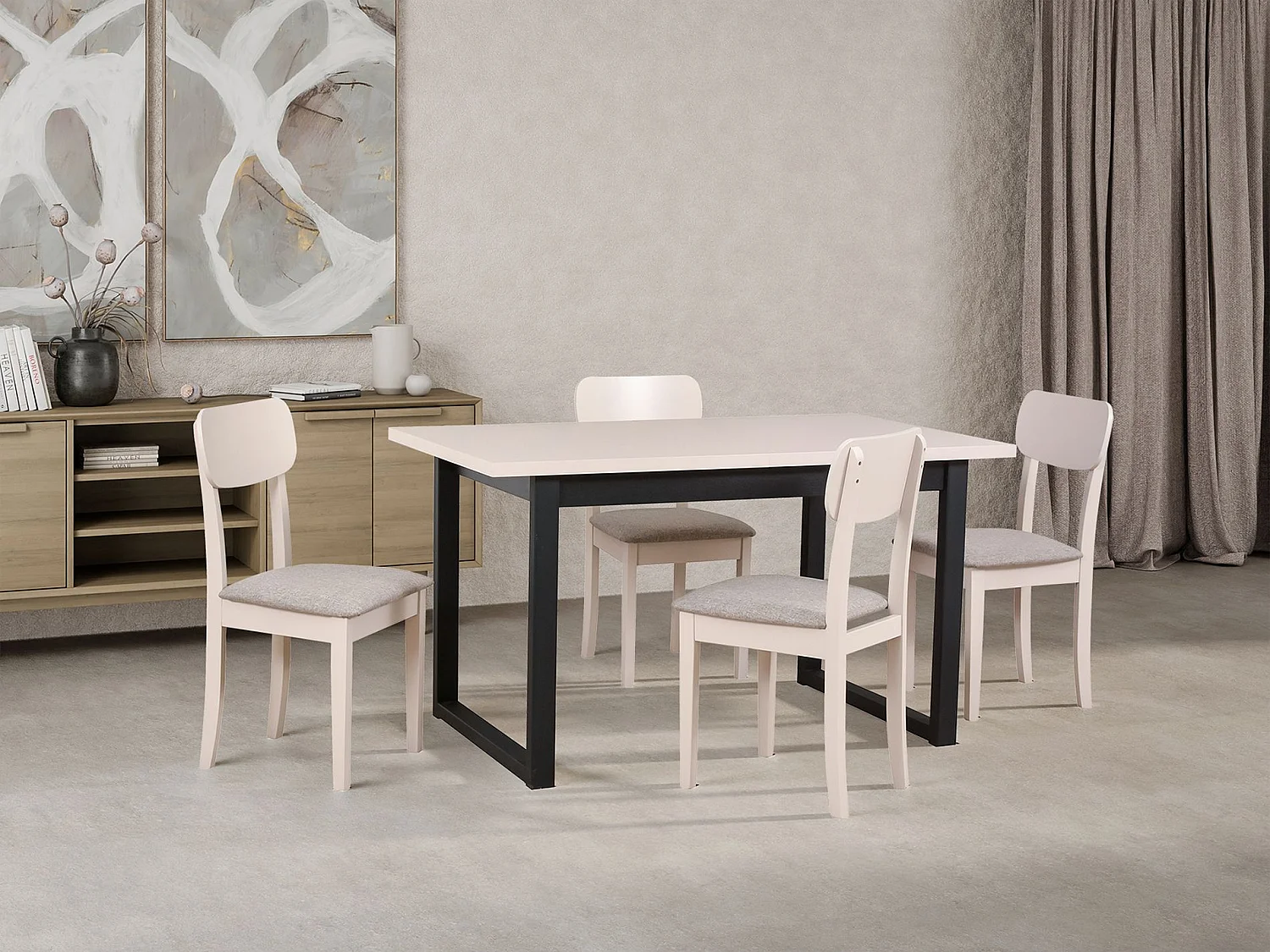 Chaise de salle à manger rembourrée - beige clair/greige - NOELES