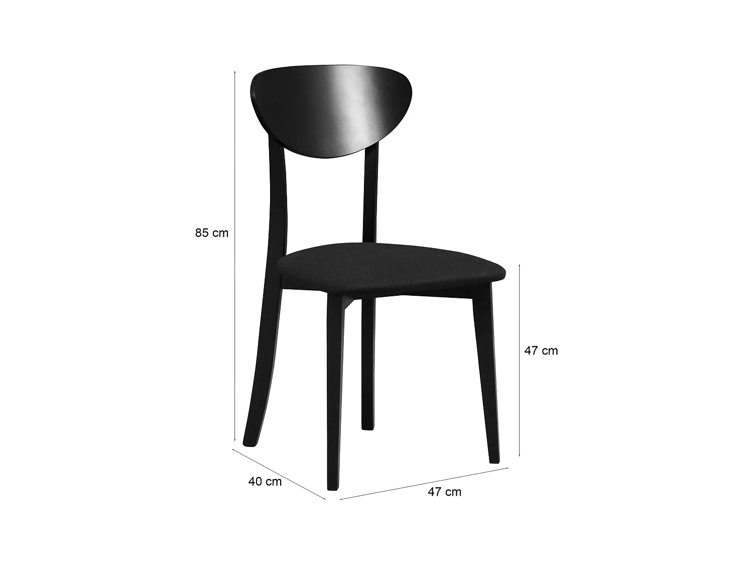 Chaise de salle à manger rembourrée - noir - POMONI