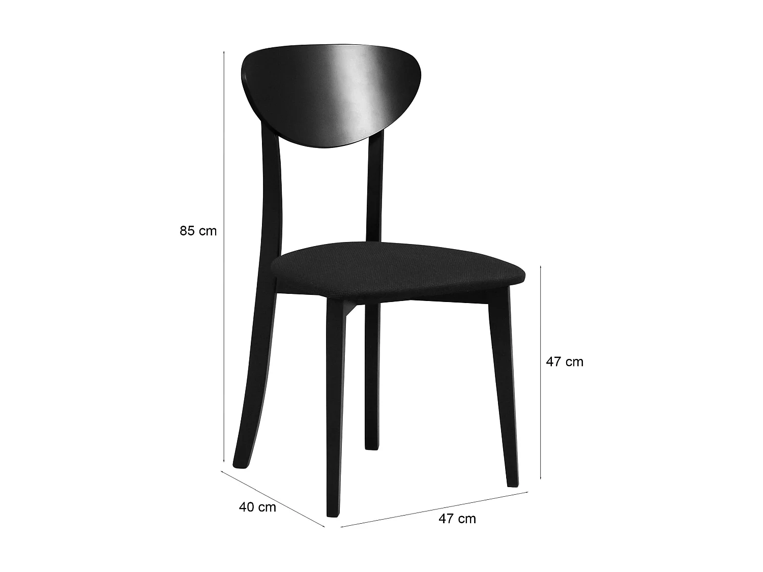 Esszimmerstuhl mit Polstersitz – Schwarz – POMONI