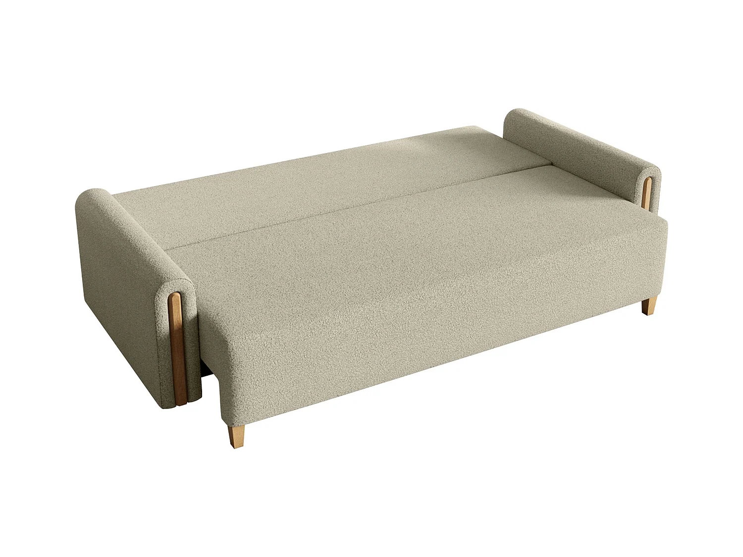 Canapé 3 places convertible avec coffre - en bouclette - beige clair - MAJLA