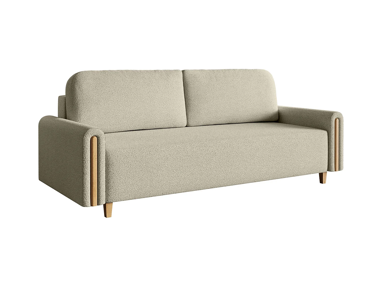 Canapé 3 places convertible avec coffre - en bouclette - beige clair - MAJLA