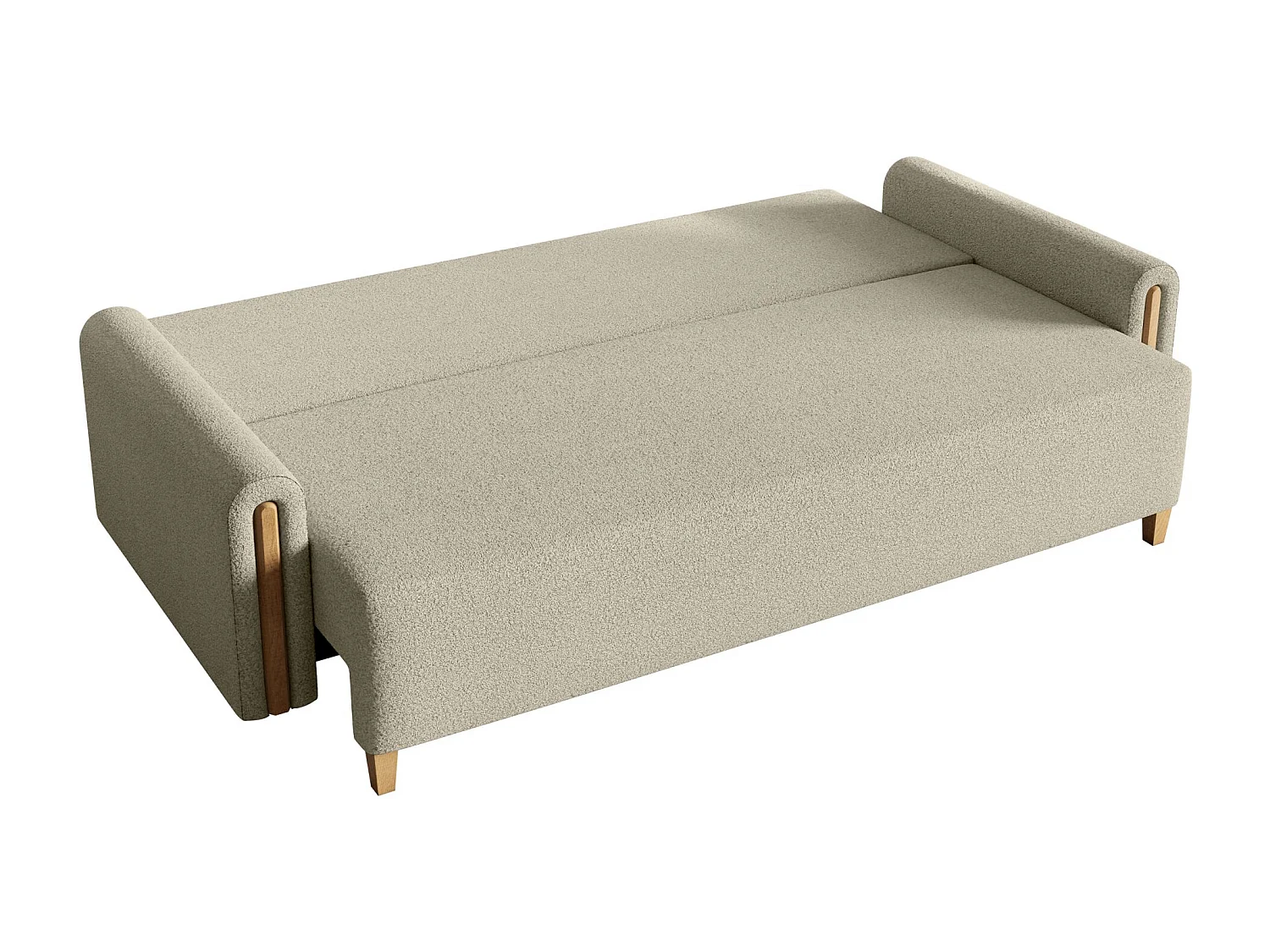 Canapé 3 places convertible avec coffre - en bouclette - beige clair - MAJLA