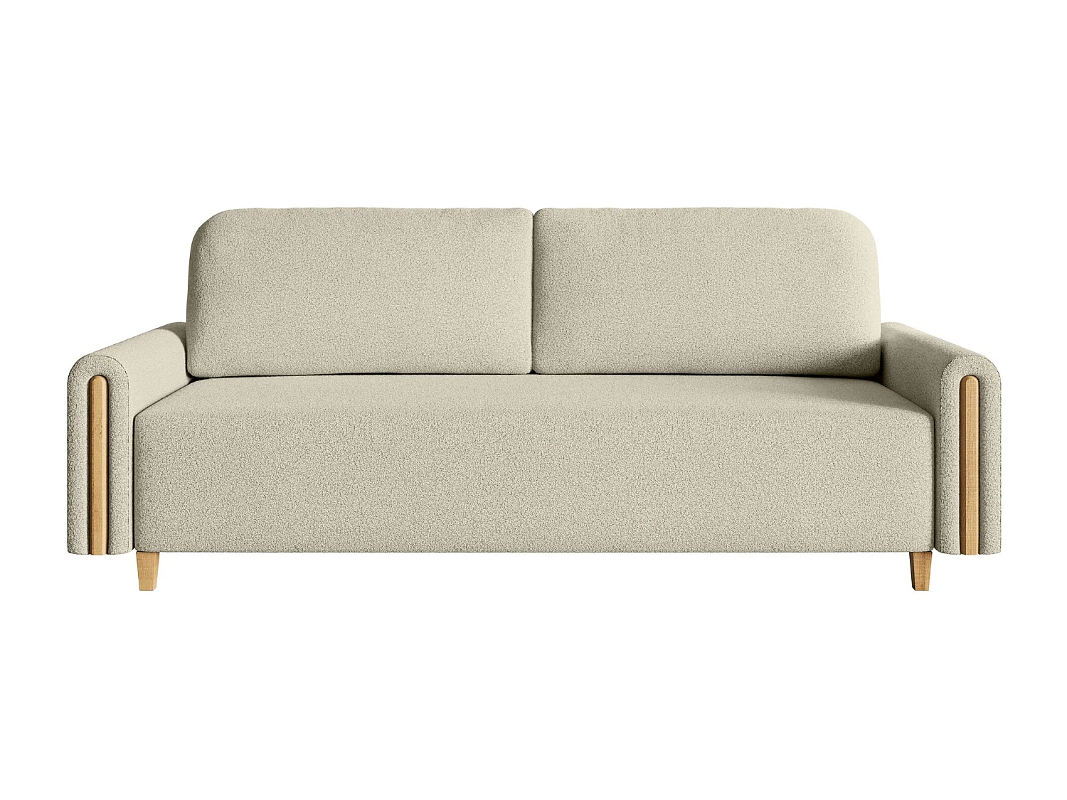 Canapé 3 places convertible avec coffre - en bouclette - beige clair - MAJLA