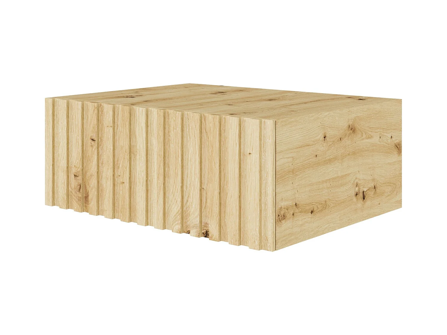 Table de chevet suspendue – tiroir & façade à lamelles – 50 cm – chêne artisan – TELIRE