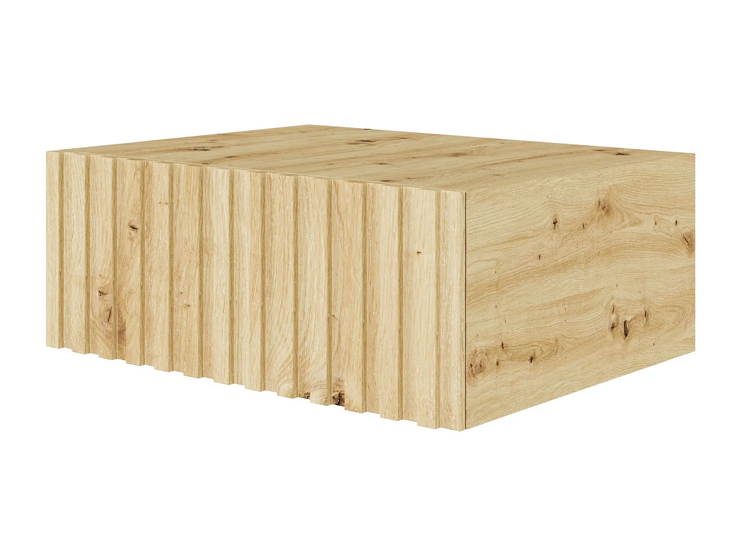 Hängender Nachttisch - Schublade & Lamellenfront - 50 cm - Eiche Artisan - TELIRE