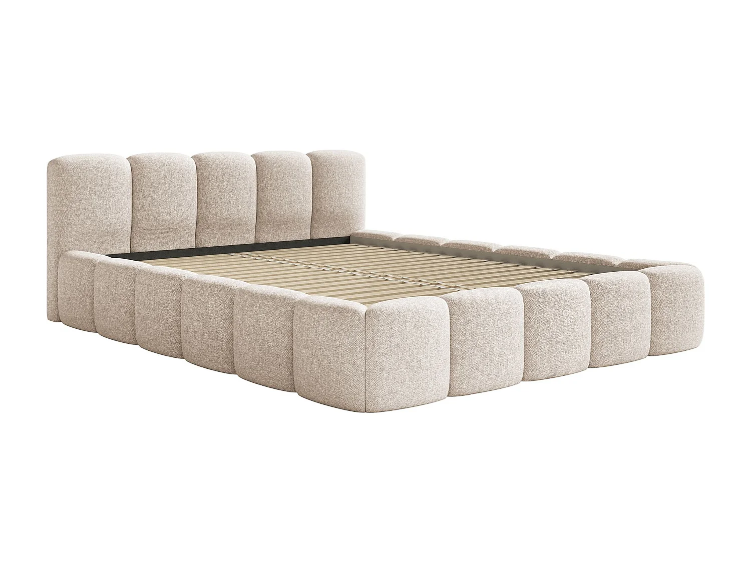 Polsterbett – 160x200 cm – hellbeige – wasserabweisende Chenille - CLOUDY LOW