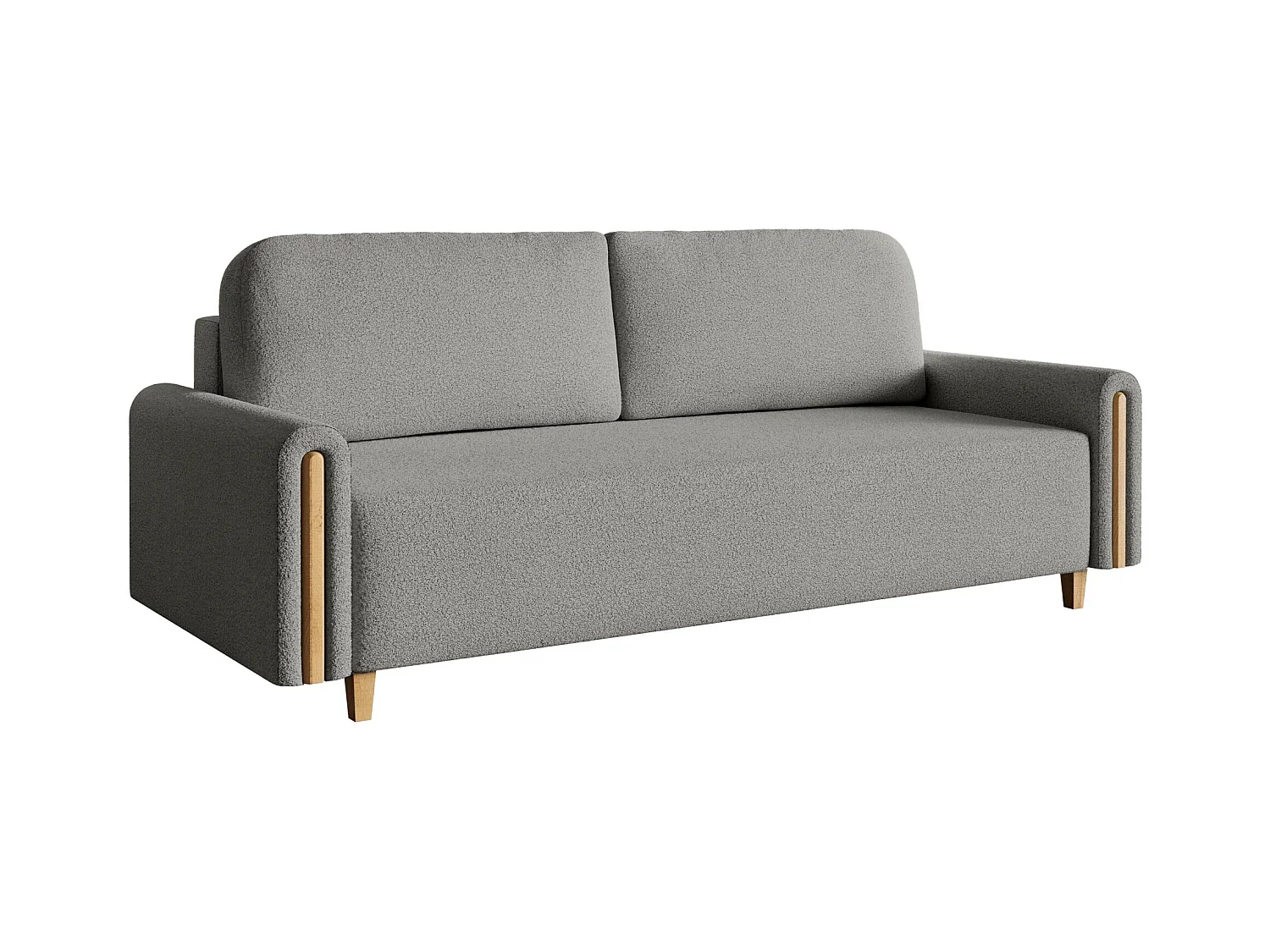 Canapé 3 places convertible avec coffre - en bouclette - gris clair - MAJLA