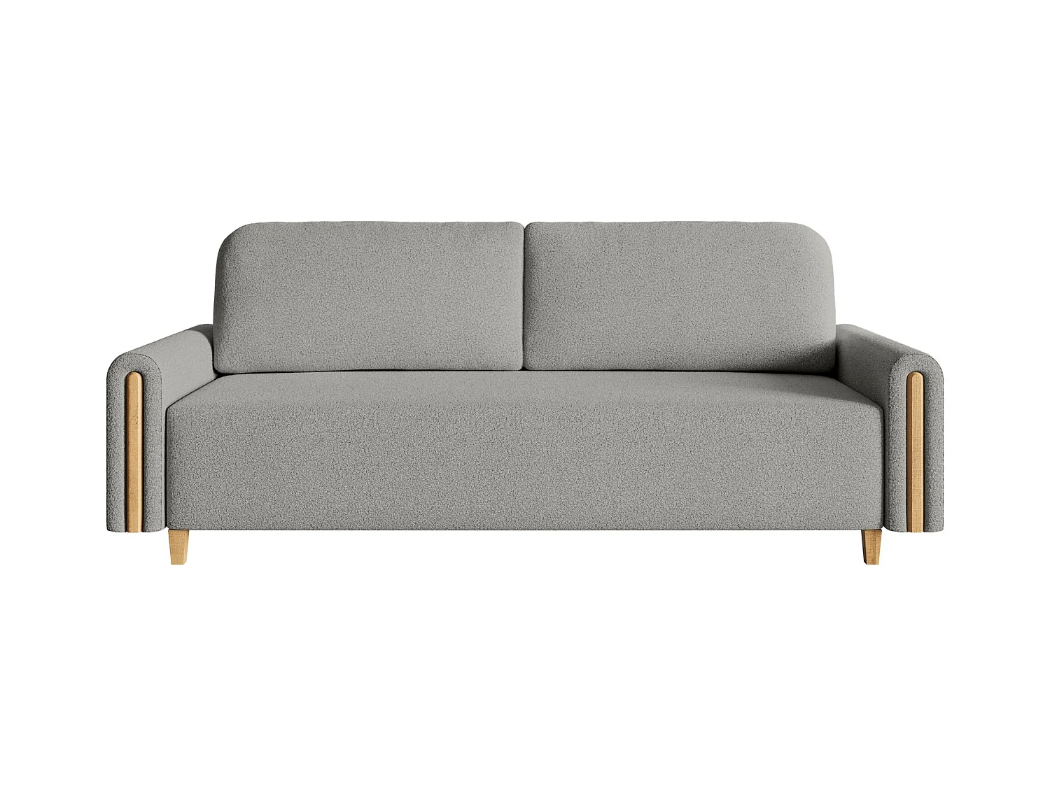 Canapé 3 places convertible avec coffre - en bouclette - gris clair - MAJLA