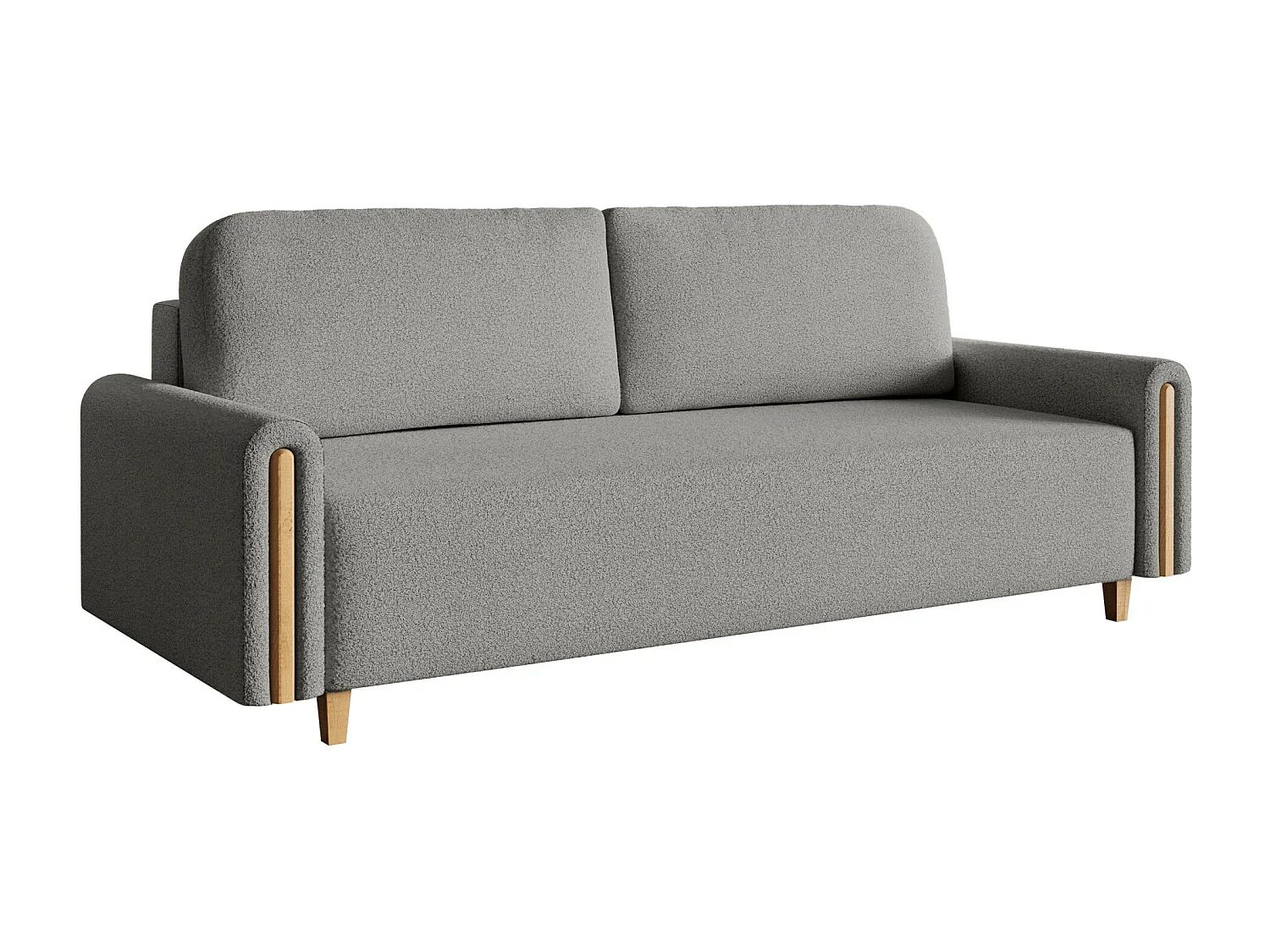 Canapé 3 places convertible avec coffre - en bouclette - gris clair - MAJLA