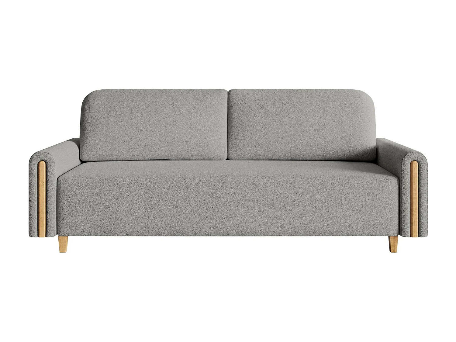 Canapé 3 places convertible avec coffre - en bouclette - gris clair - MAJLA