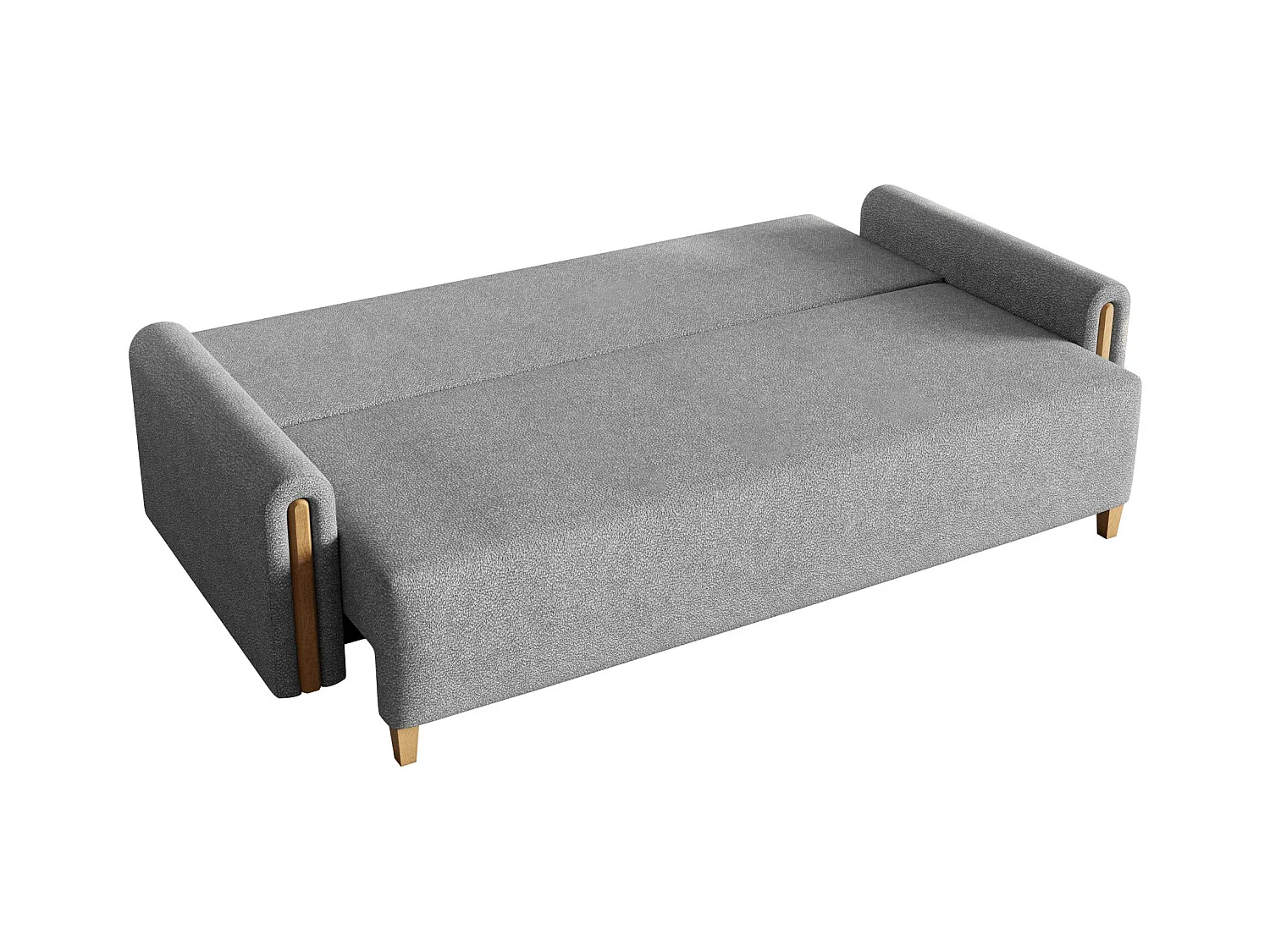 Canapé 3 places convertible avec coffre - en tissu déperlant - gris - MAJLA