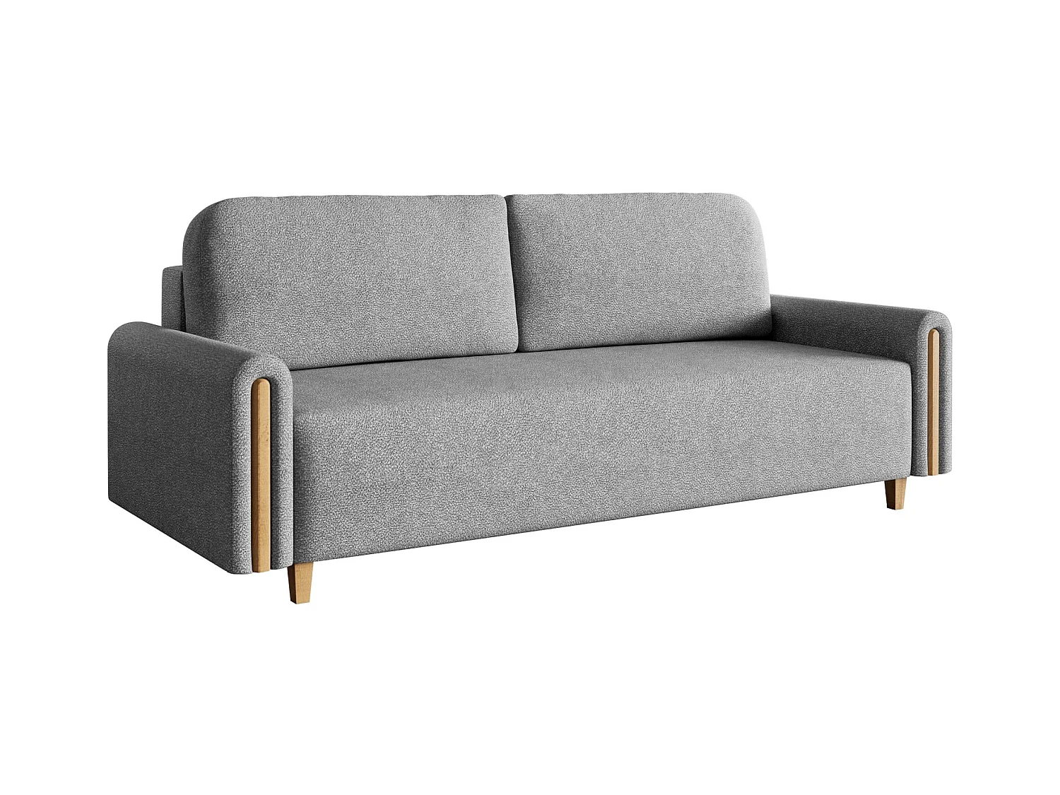 Canapé 3 places convertible avec coffre - en tissu déperlant - gris - MAJLA