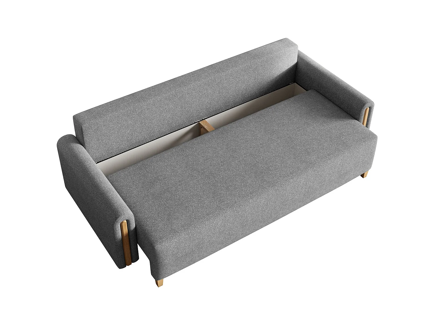 Canapé 3 places convertible avec coffre - en tissu déperlant - gris - MAJLA