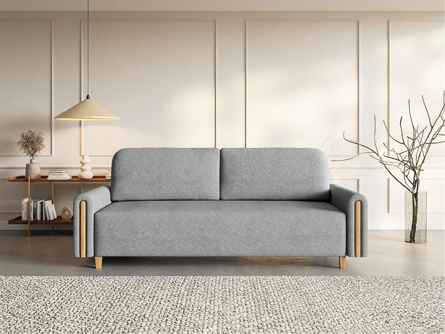 3-Sitzer Schlafsofa - mit wasserabweisendem Stoff - Bettkasten - Grau - MAJLA