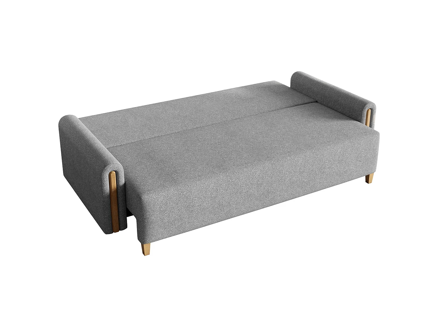 Canapé 3 places convertible avec coffre - en tissu déperlant - gris - MAJLA