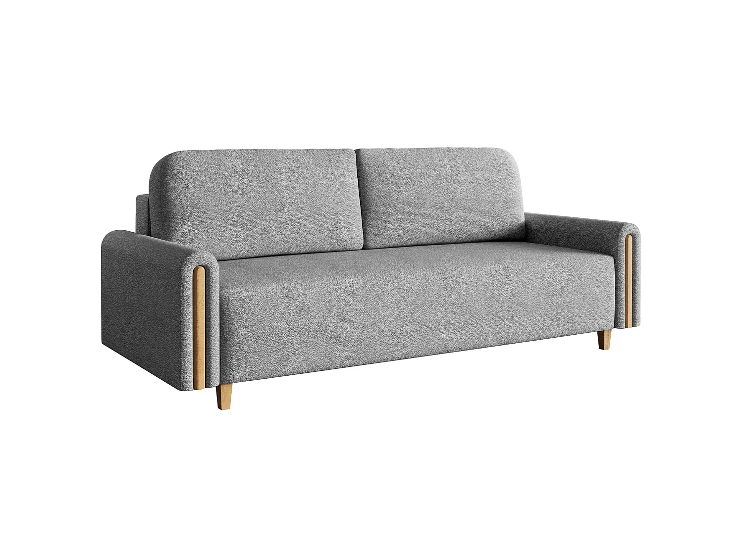 Canapé 3 places convertible avec coffre - en tissu déperlant - gris - MAJLA