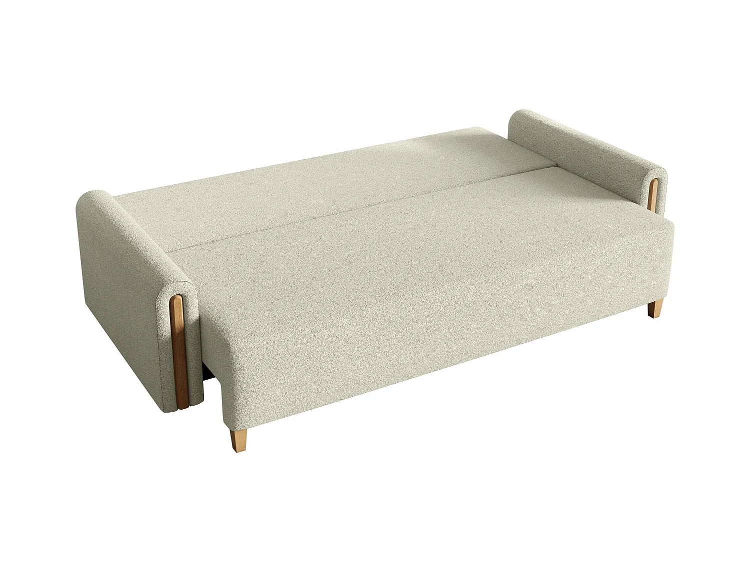 3-Sitzer Schlafsofa - mit Bouclé-Stoff - Bettkasten - Creme - MAJLA