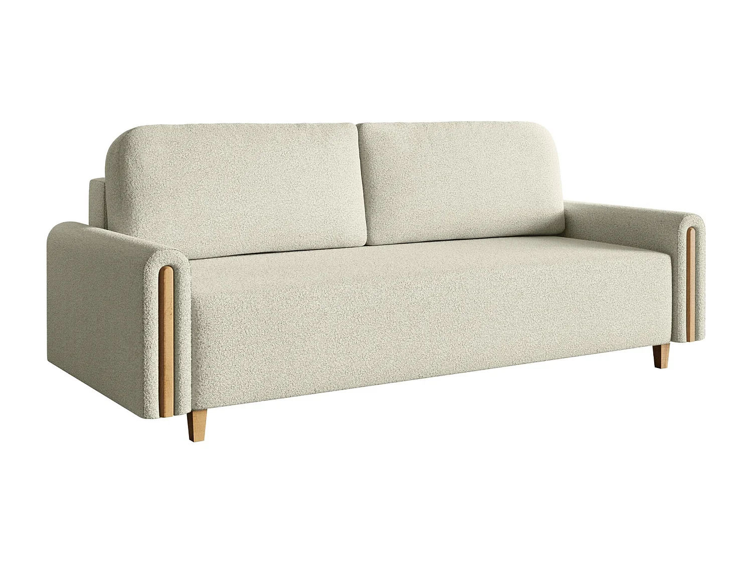 Canapé 3 places convertible avec coffre - en bouclette - crème - MAJLA