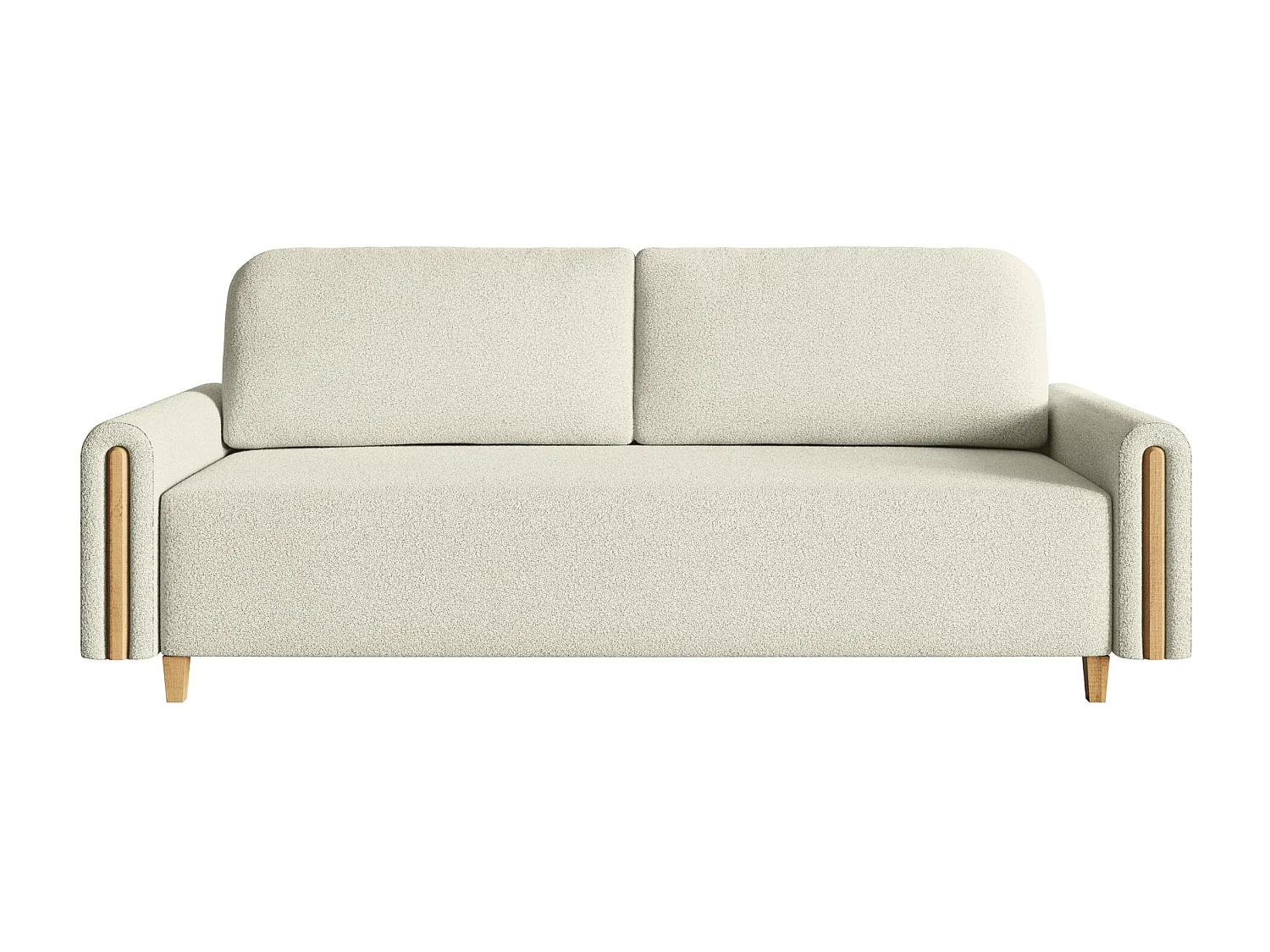 Canapé 3 places convertible avec coffre - en bouclette - crème - MAJLA