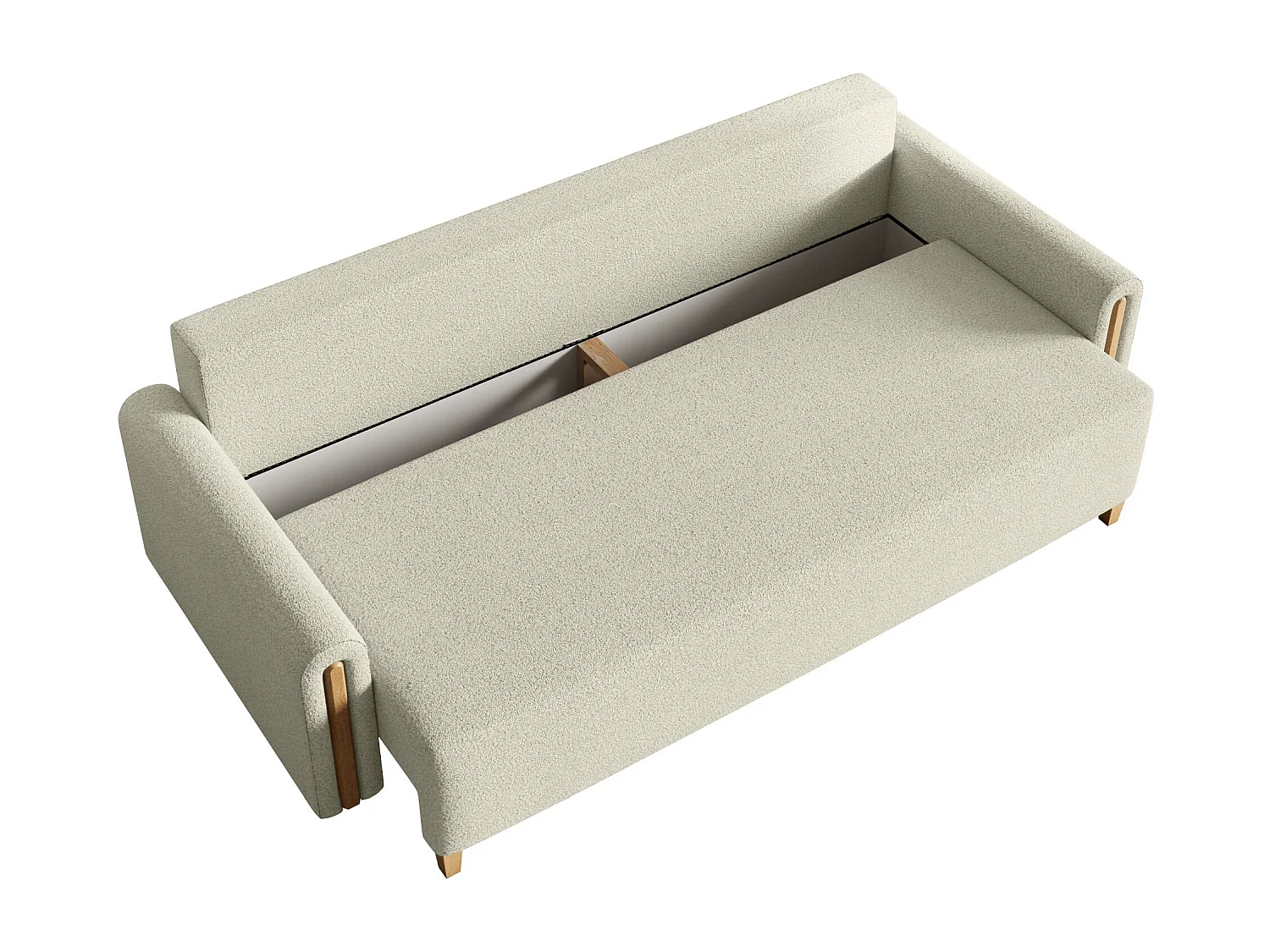 Canapé 3 places convertible avec coffre - en bouclette - crème - MAJLA