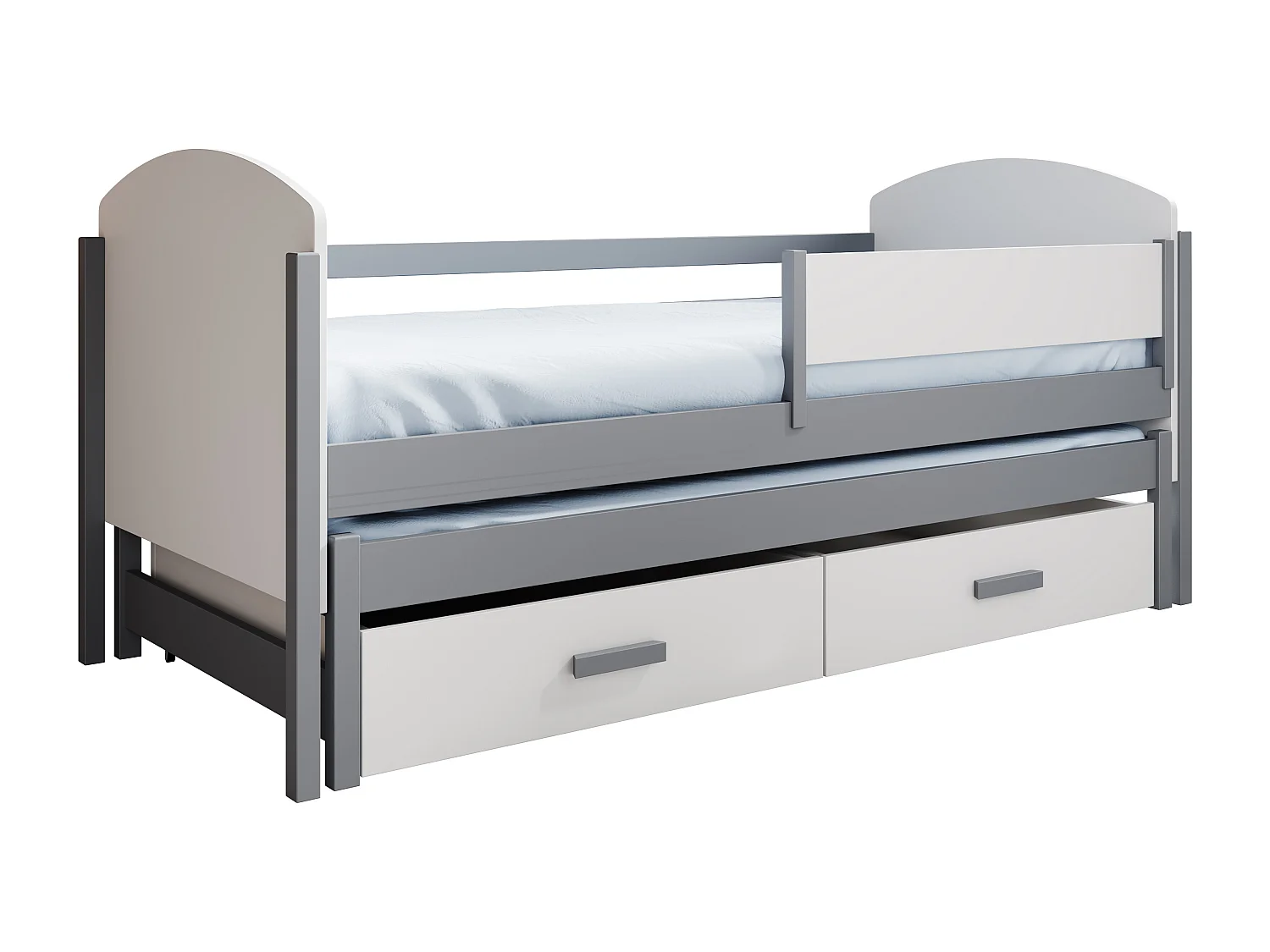 Kinderbeztt Liam/90x200/2xSchlafflächen/Grau&Weiss