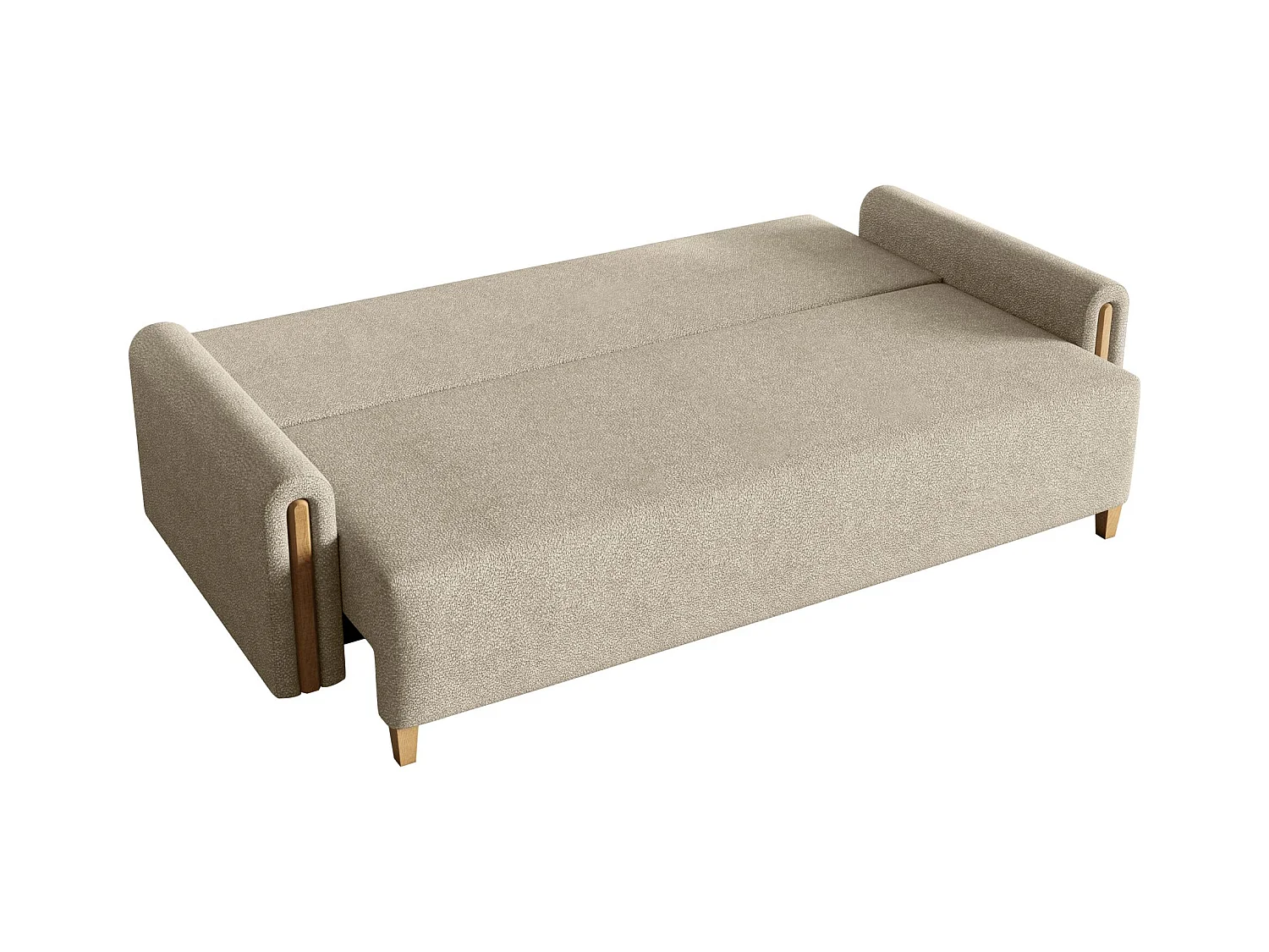 Canapé 3 places convertible avec coffre - en tissu déperlant - beige - MAJLA