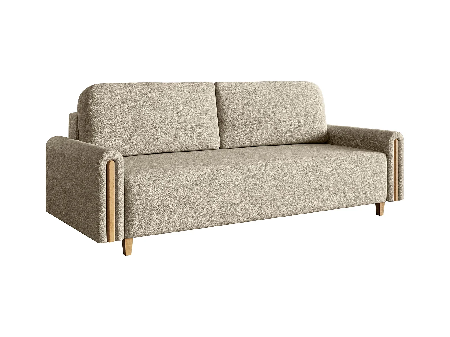 Canapé 3 places convertible avec coffre - en tissu déperlant - beige - MAJLA