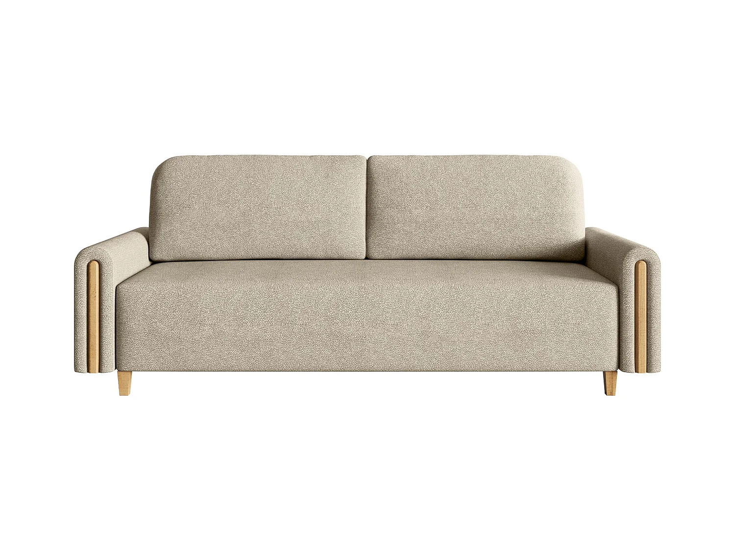 Canapé 3 places convertible avec coffre - en tissu déperlant - beige - MAJLA