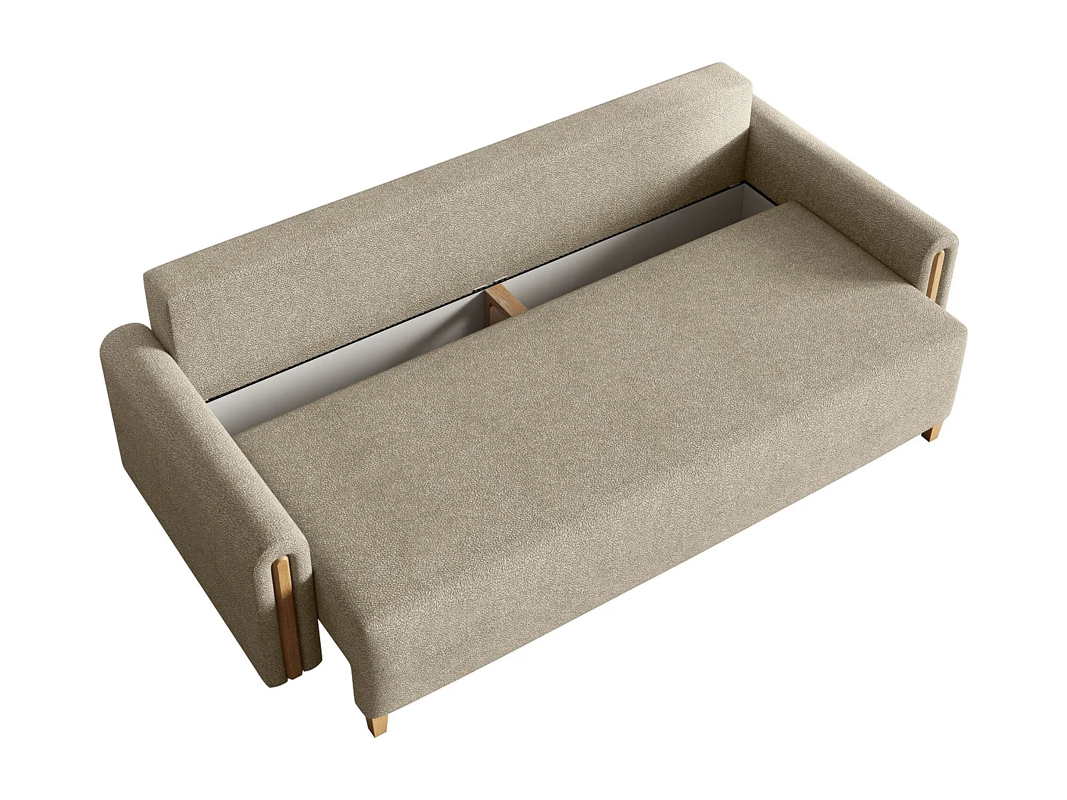3-Sitzer Schlafsofa - mit wasserabweisendem Stoff - Bettkasten - Beige - MAJLA