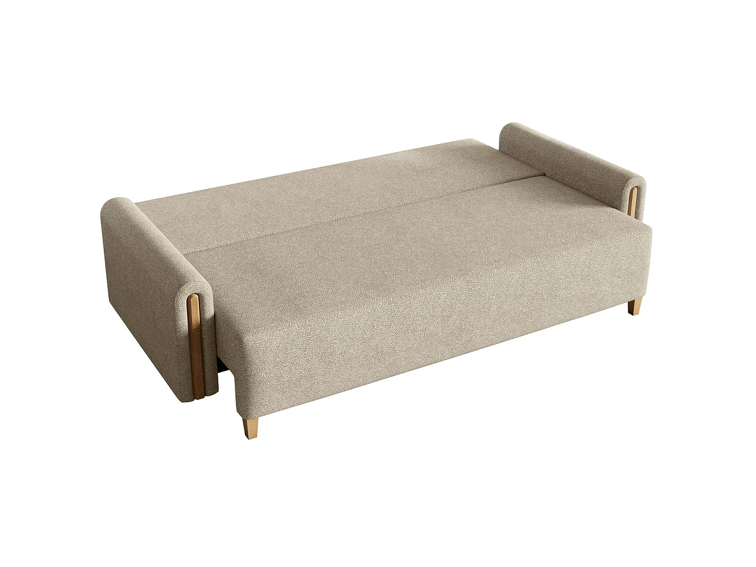 Canapé 3 places convertible avec coffre - en tissu déperlant - beige - MAJLA