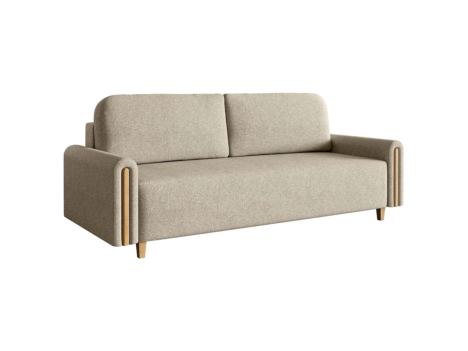 Canapé 3 places convertible avec coffre - en tissu déperlant - beige - MAJLA