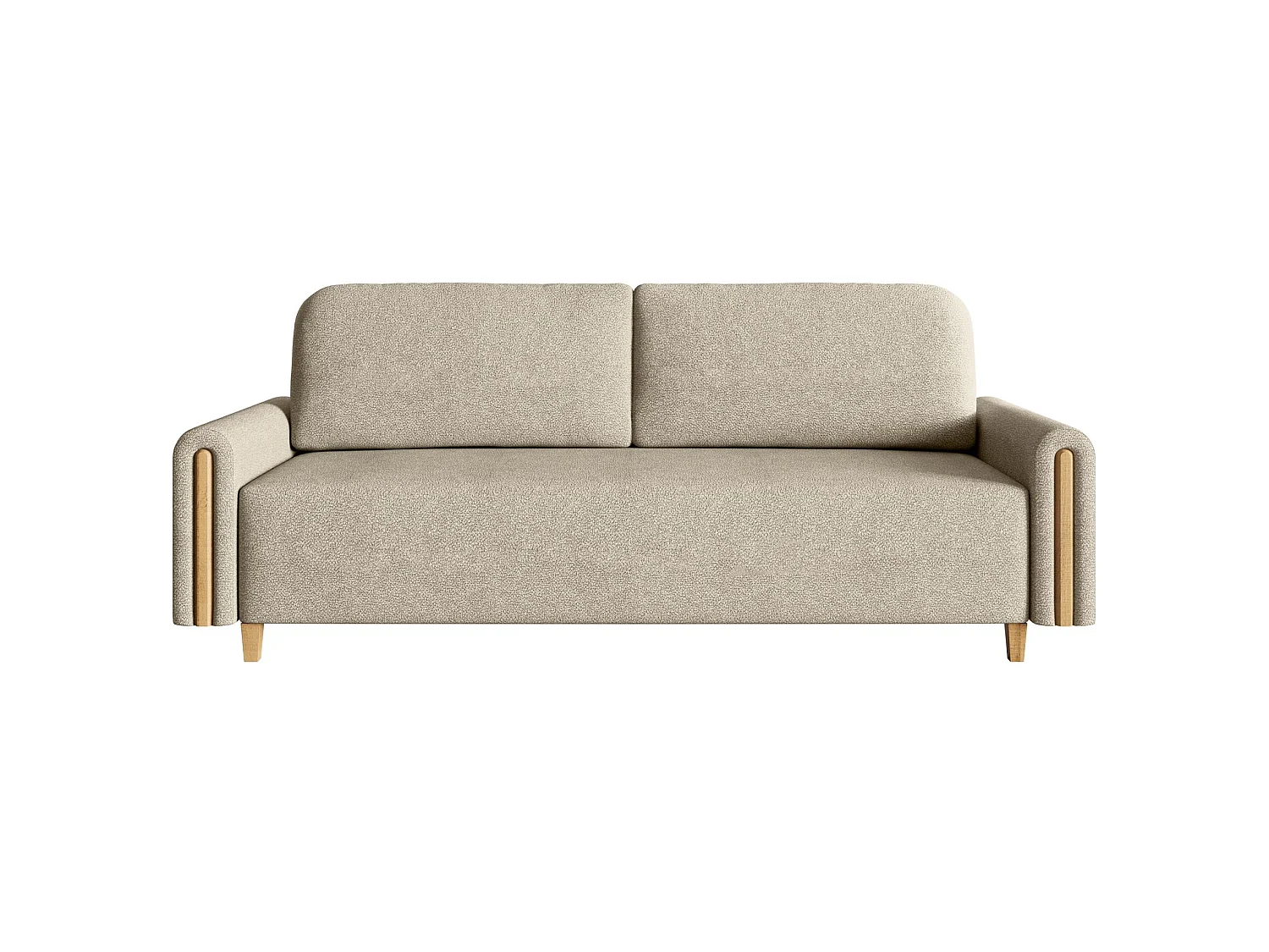 Canapé 3 places convertible avec coffre - en tissu déperlant - beige - MAJLA