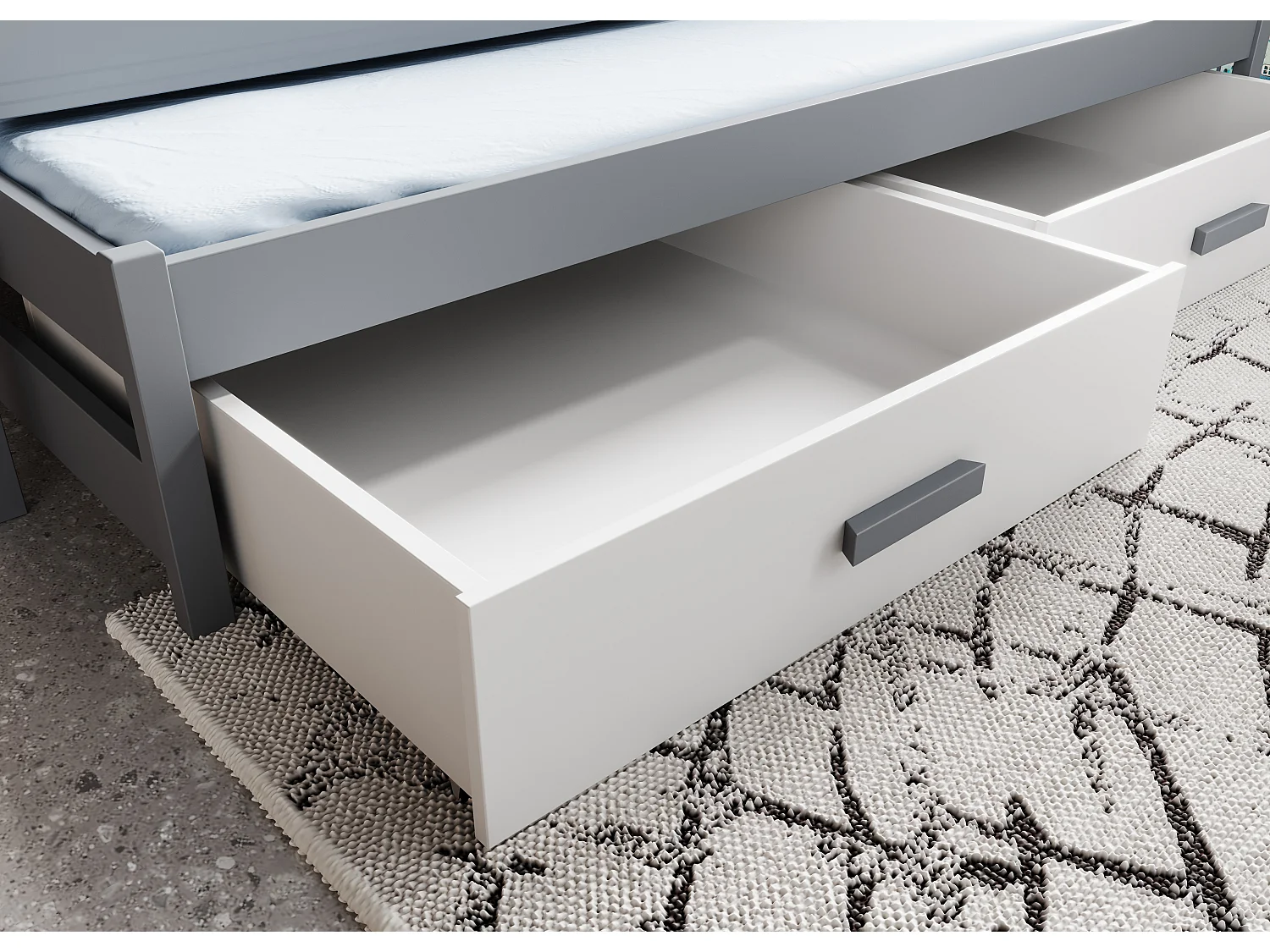 Lit enfant Liam/80x180/2 couchages/Gris&Blanc