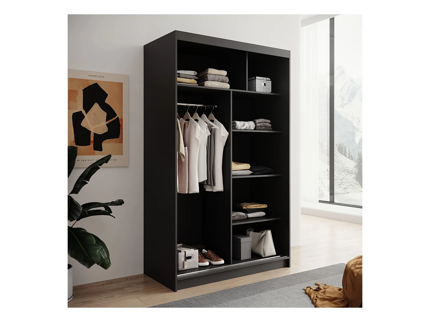 Kleiderchrank Paola/Schiebentüren/Schwarz