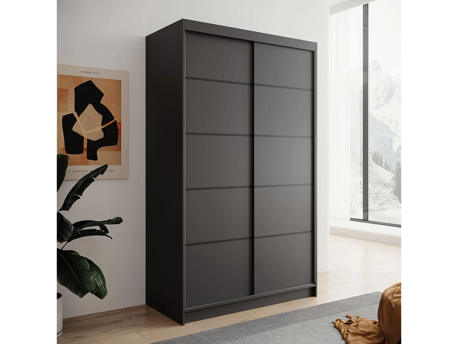 Kleiderchrank Paola/Schiebentüren/Schwarz