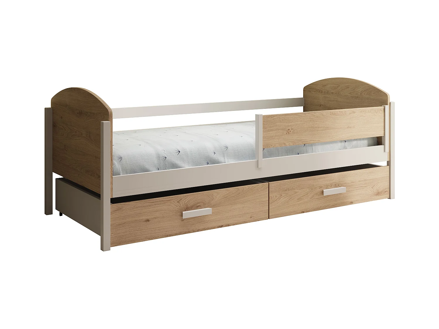 Bett Lena/80x180/Matratze&Lattenrost/Braun&Weiss