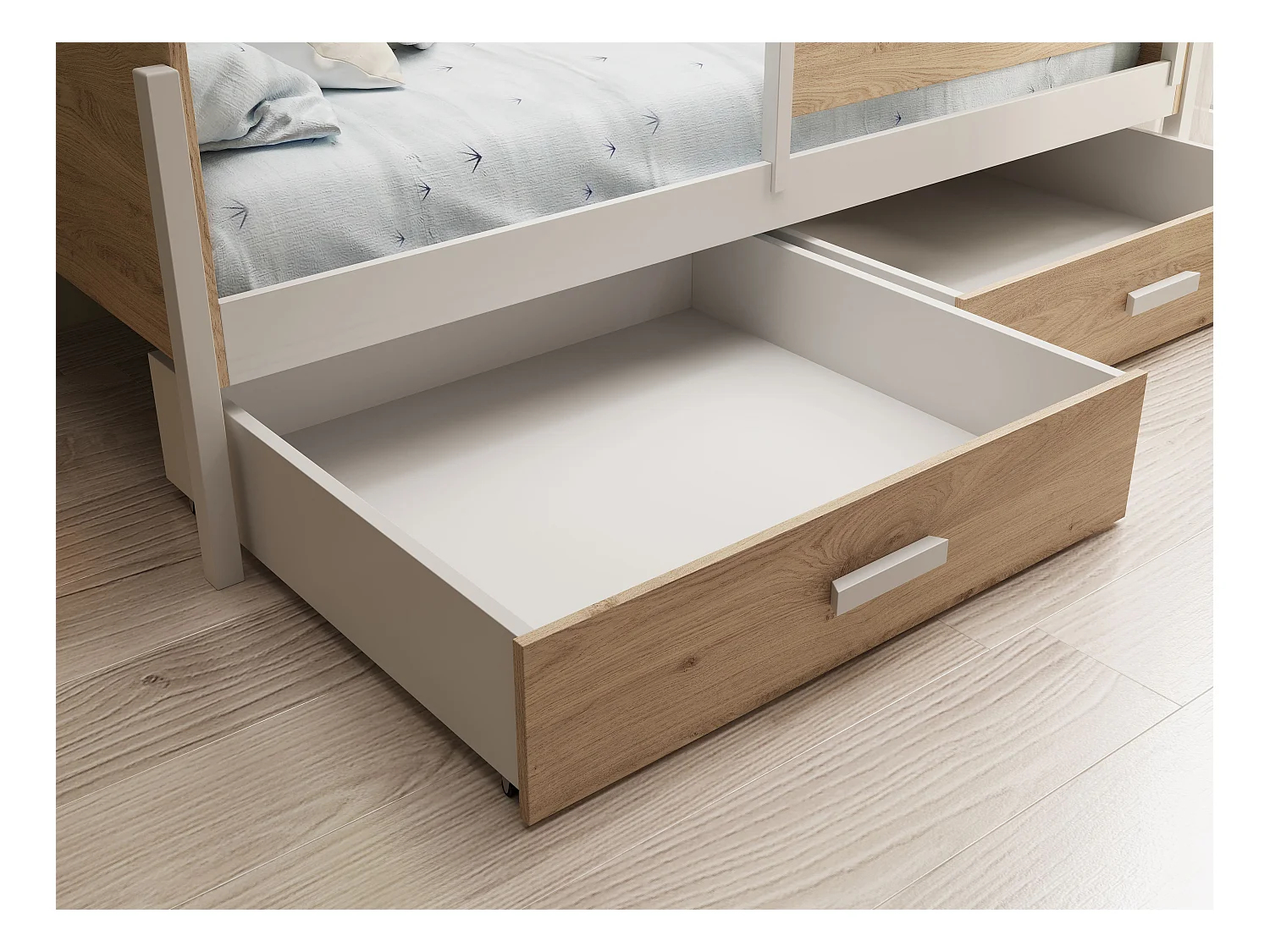 Bett Lena/80x180/Matratze&Lattenrost/Braun&Weiss