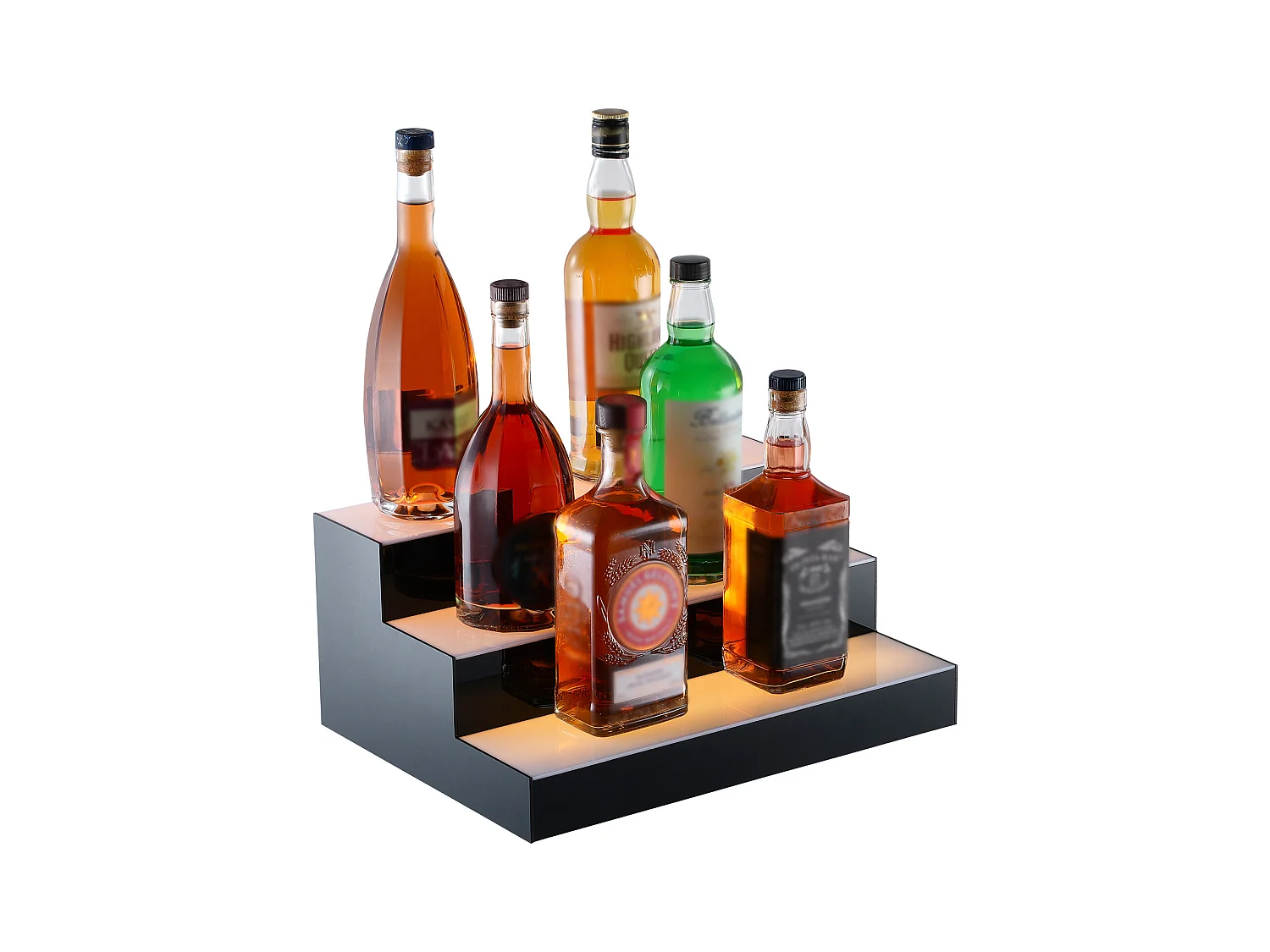 Présentoir à Bouteilles d'Alcool Éclairé à LED SucceBuy, Étagère de Bar, 40 cm, 3 Étapes