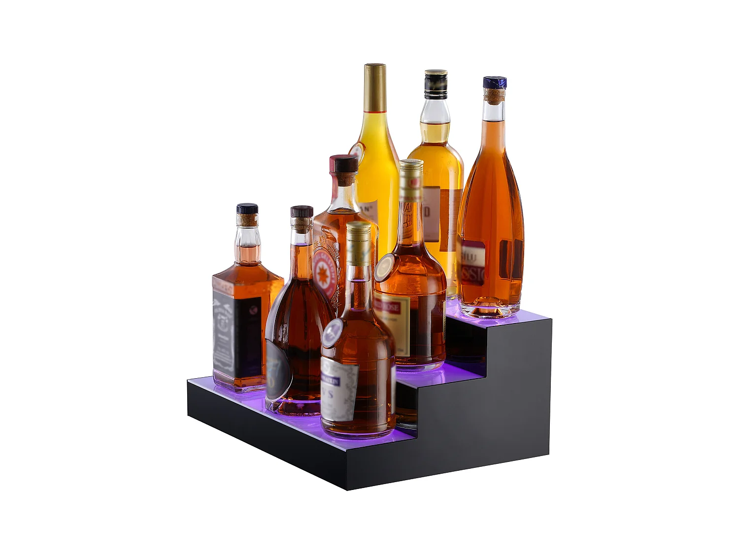 Présentoir à Bouteilles d'Alcool Éclairé à LED SucceBuy, Étagère de Bar, 40 cm, 3 Étapes