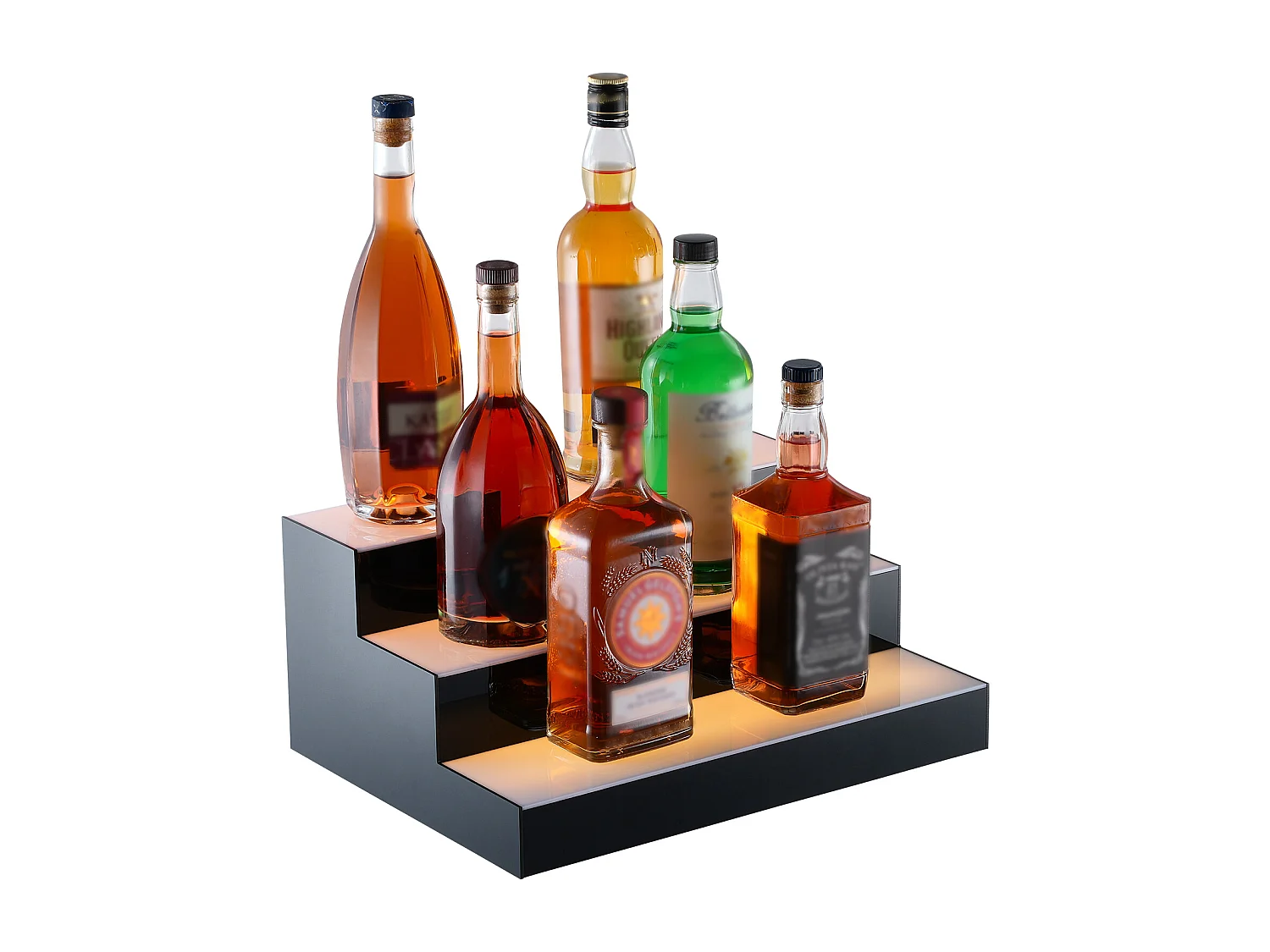 Présentoir à Bouteilles d'Alcool Éclairé à LED SucceBuy, Étagère de Bar, 40 cm, 3 Étapes