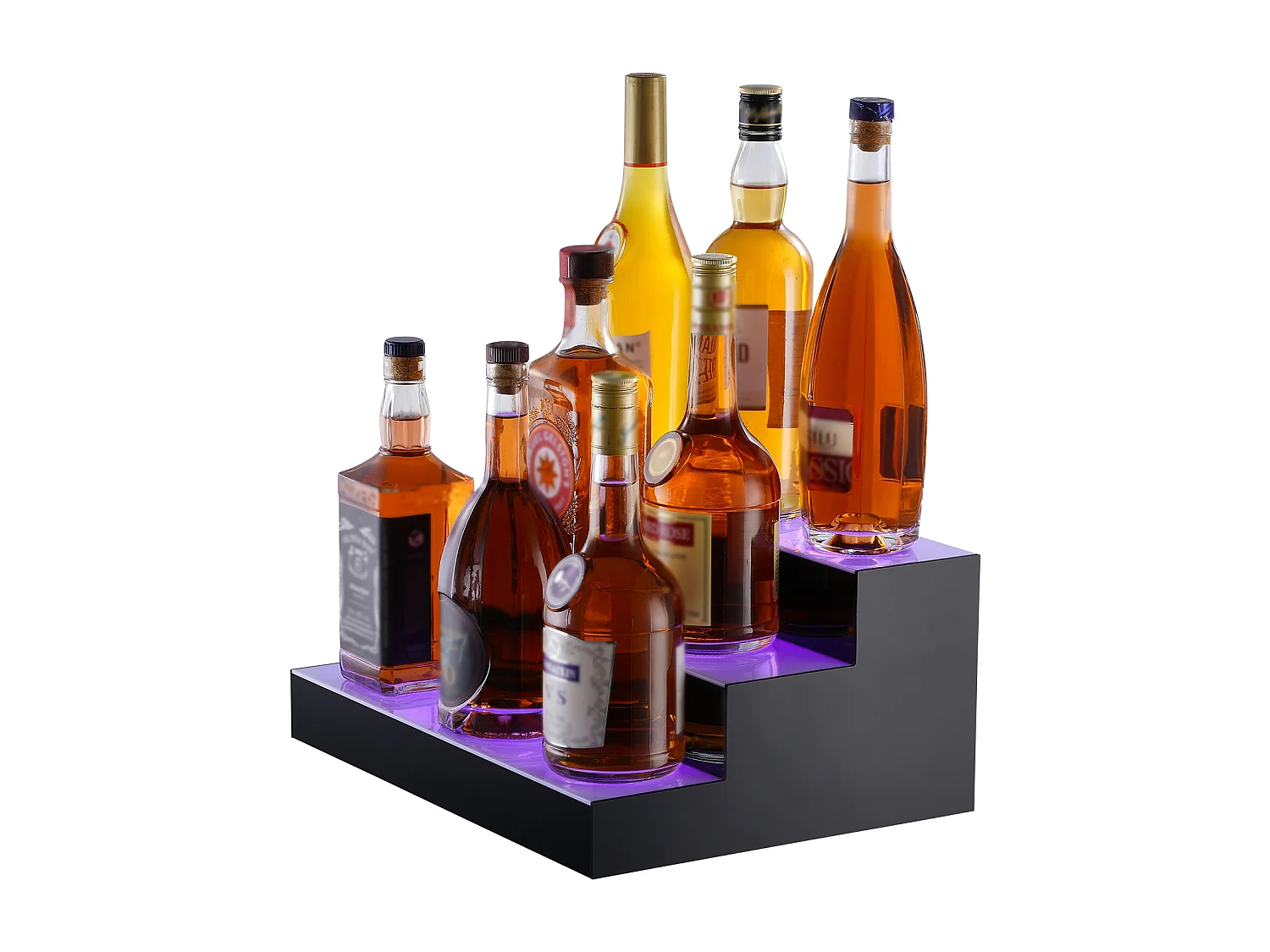 Présentoir à Bouteilles d'Alcool Éclairé à LED SucceBuy, Étagère de Bar, 40 cm, 3 Étapes