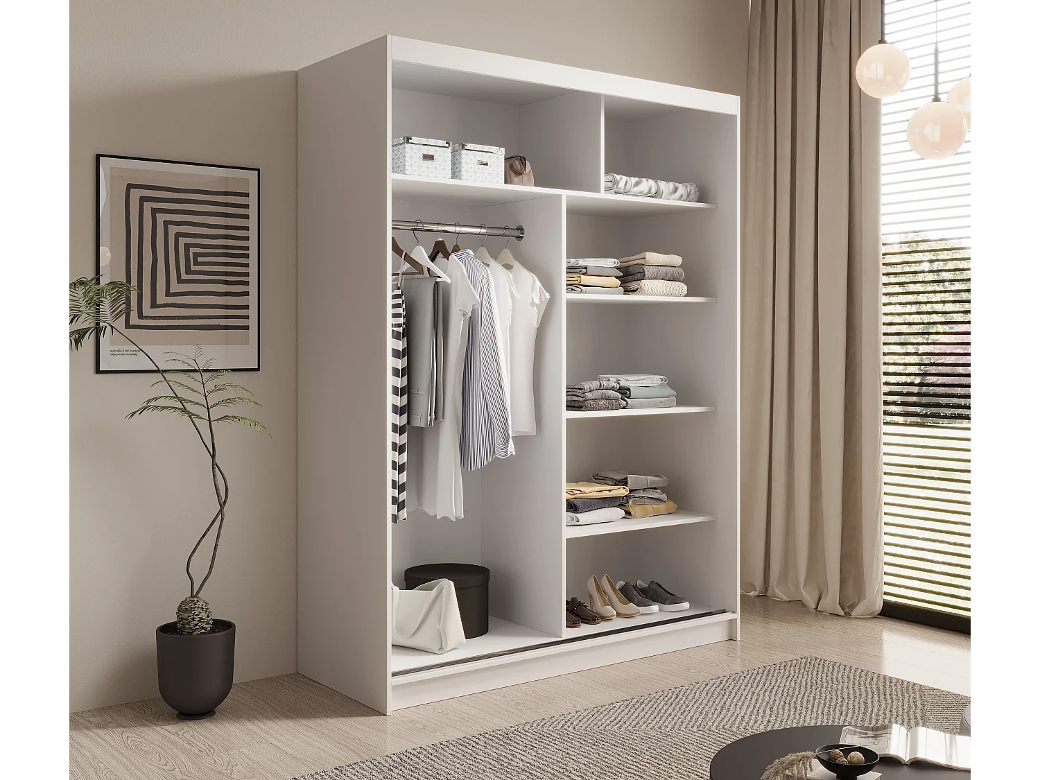 Armoire Mona/Portes coulissantes/Blanc